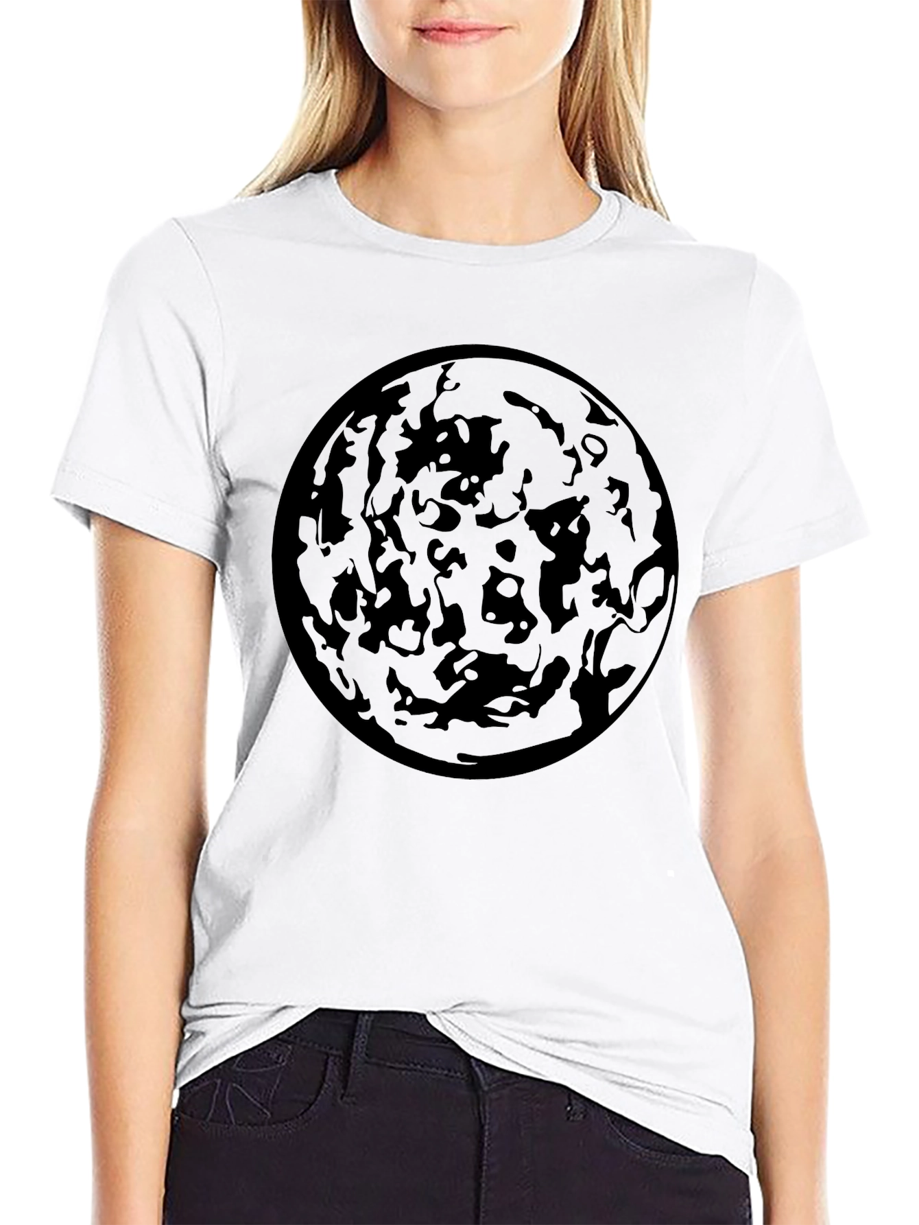 Abstract Planet Black Graphic Tee
