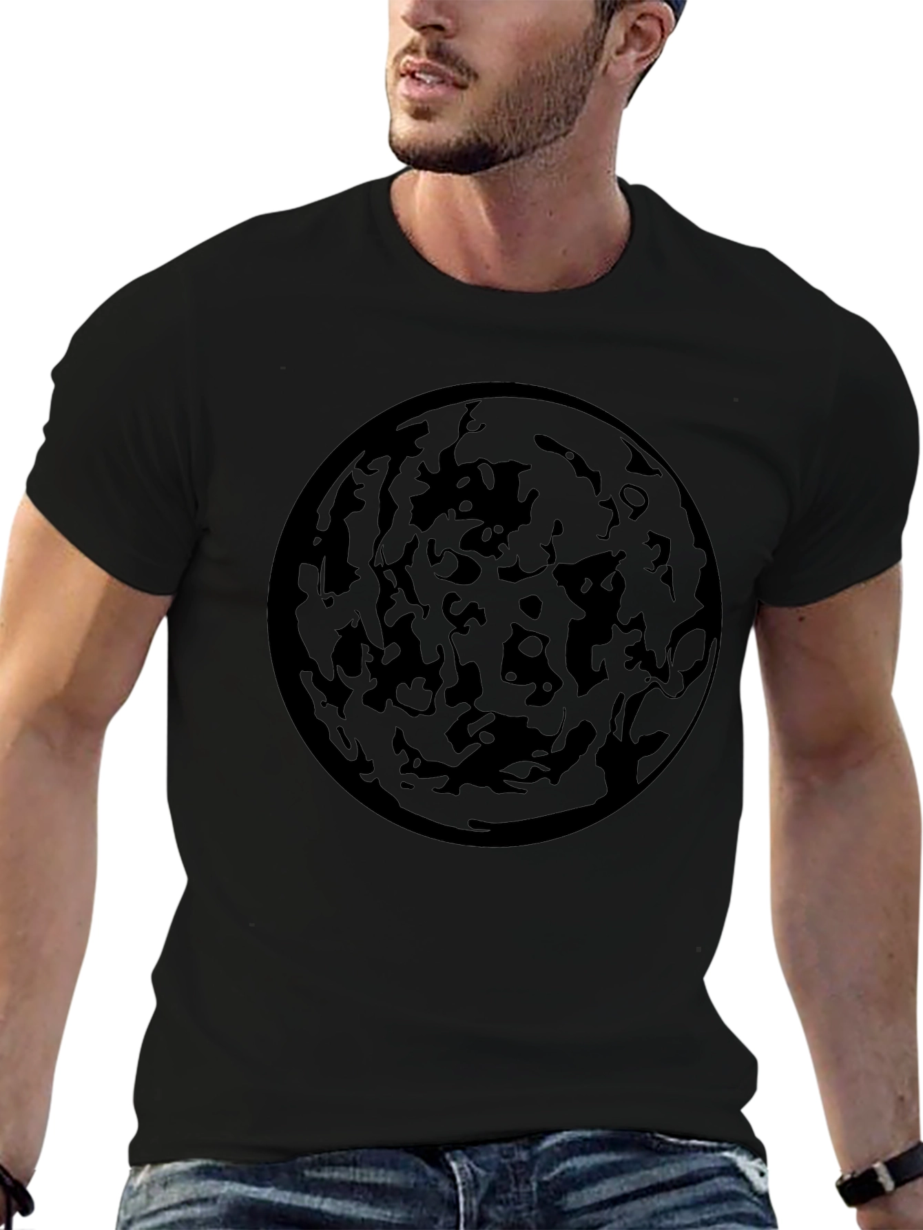 Abstract Planet Black Graphic Tee