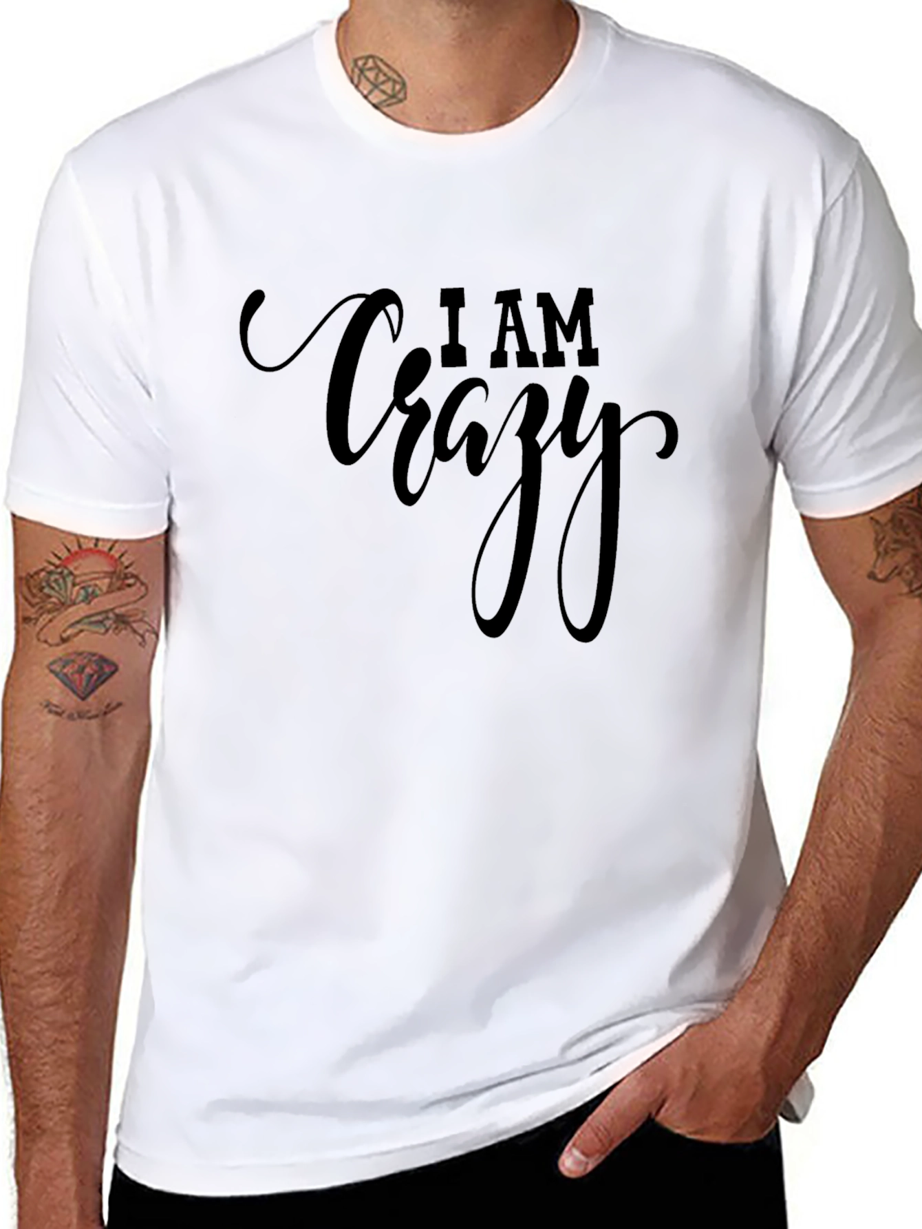 I AM Crazy Graphic Tee - Black Cotton T-Shirt