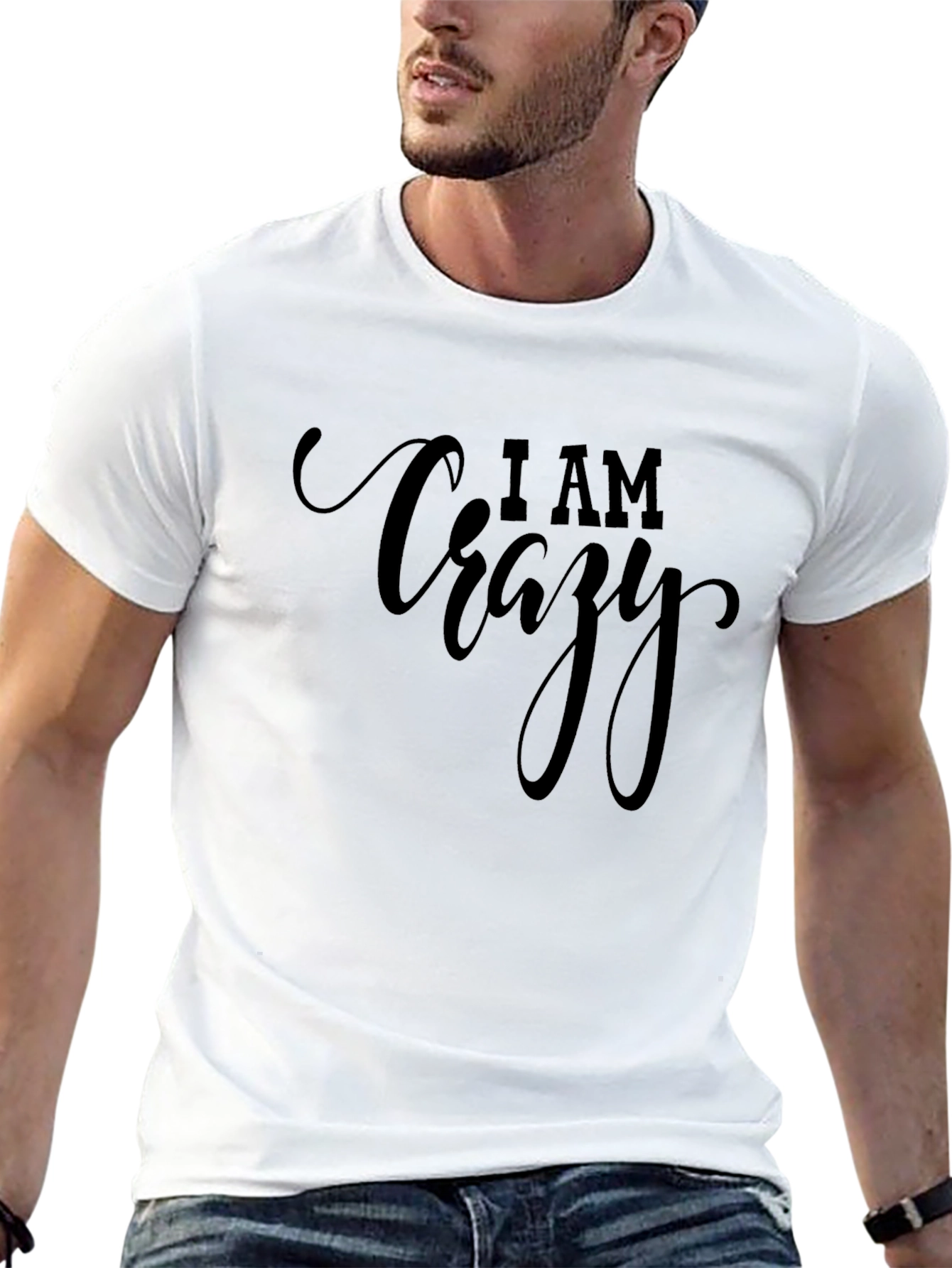 I AM Crazy Graphic Tee - Black Cotton T-Shirt