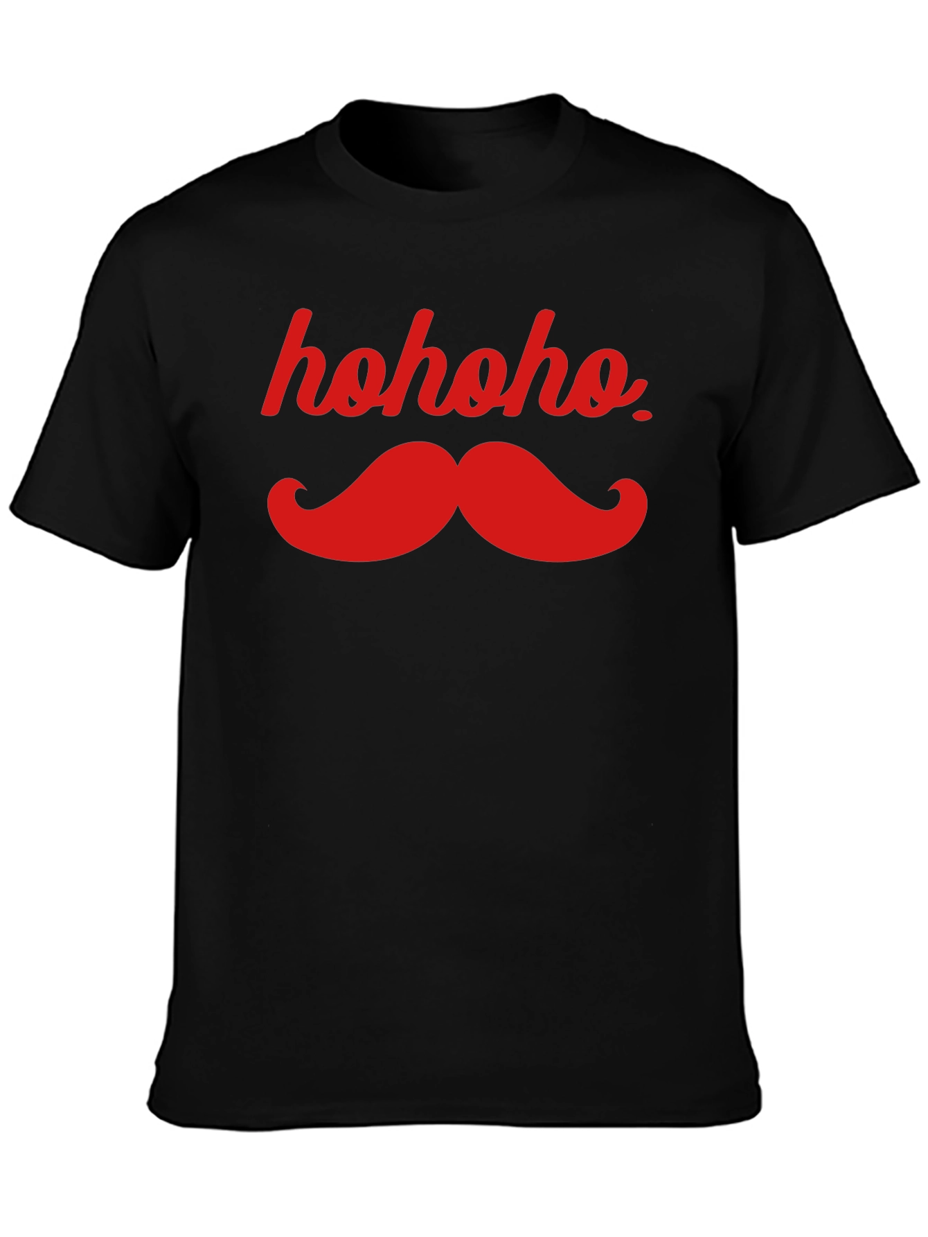 Hohoho Mustache Black Tee - Christmas Humor