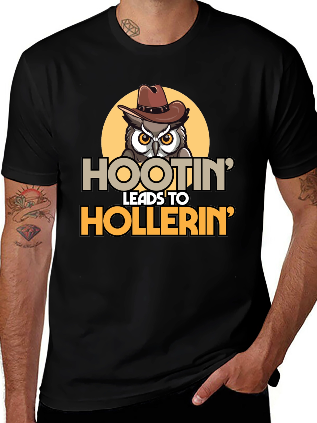 Hootin Leads to Hollerin Owl Graphic Tee