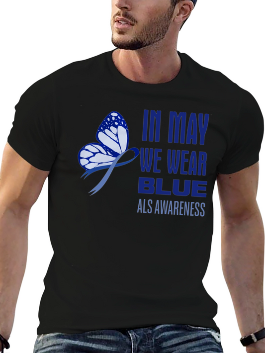 ALS Awareness Blue Butterfly Ribbon T-Shirt