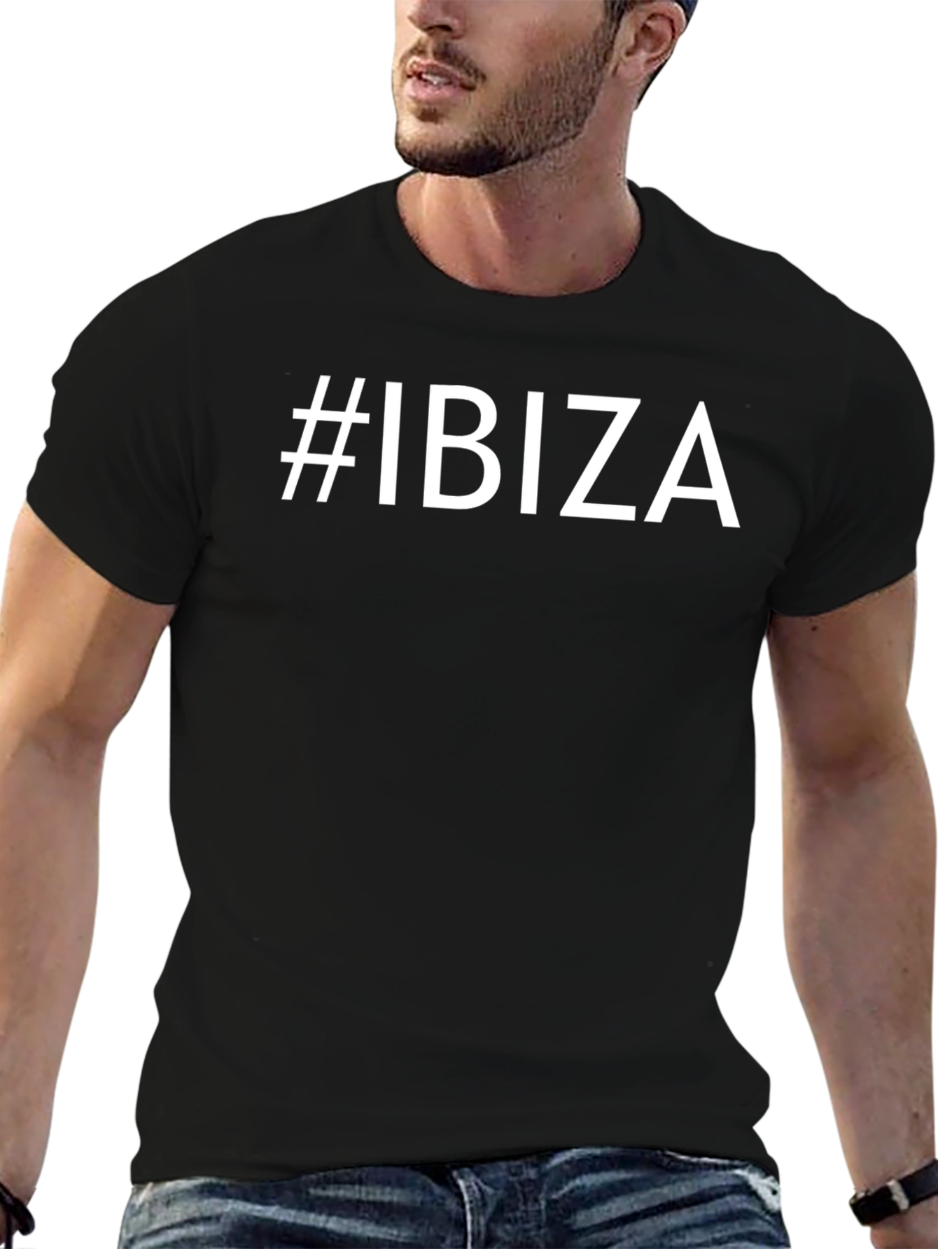 #Ibiza Graphic Tee - Classic Black Crew Neck T-Shirt