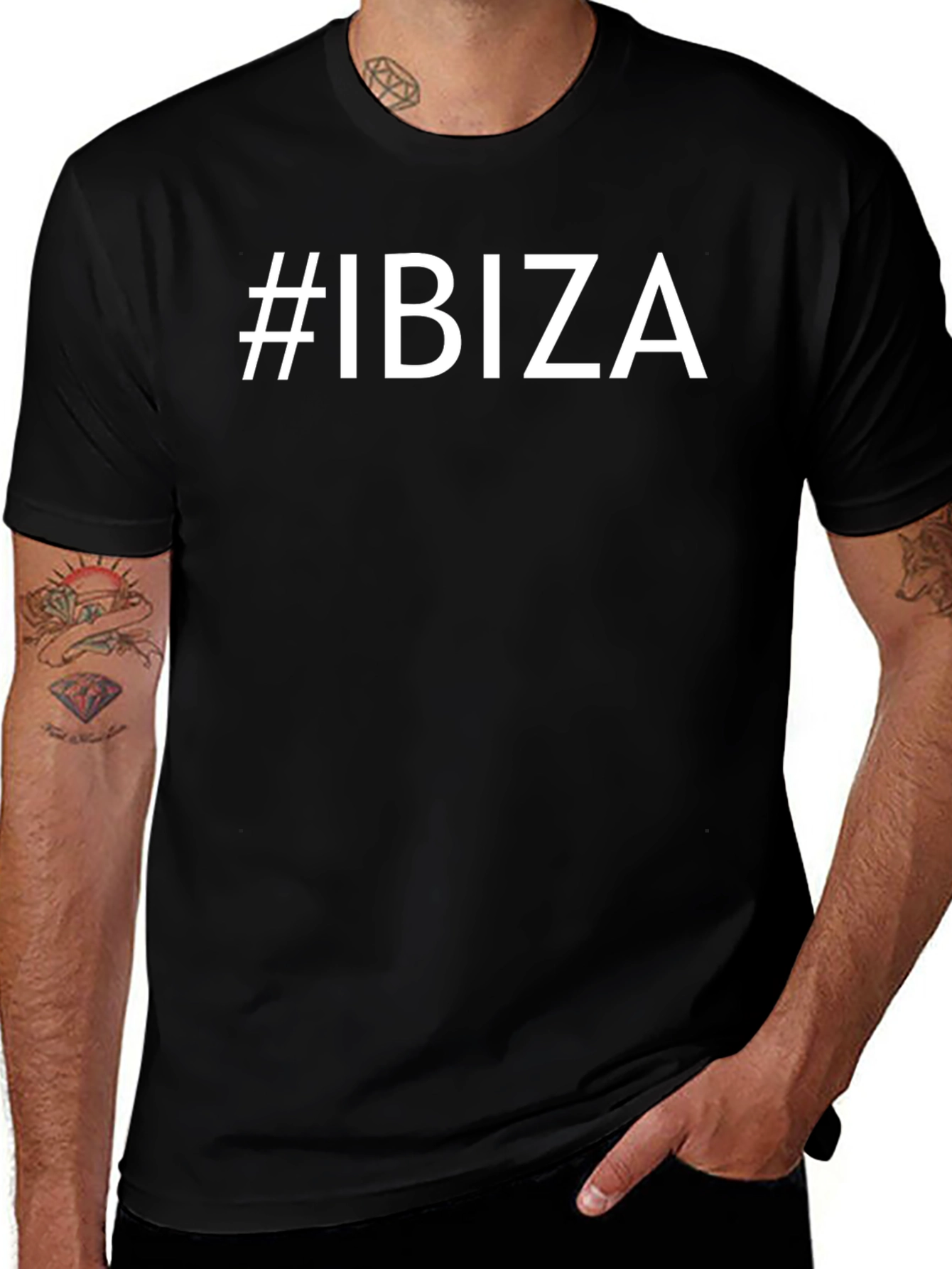 #Ibiza Graphic Tee - Classic Black Crew Neck T-Shirt