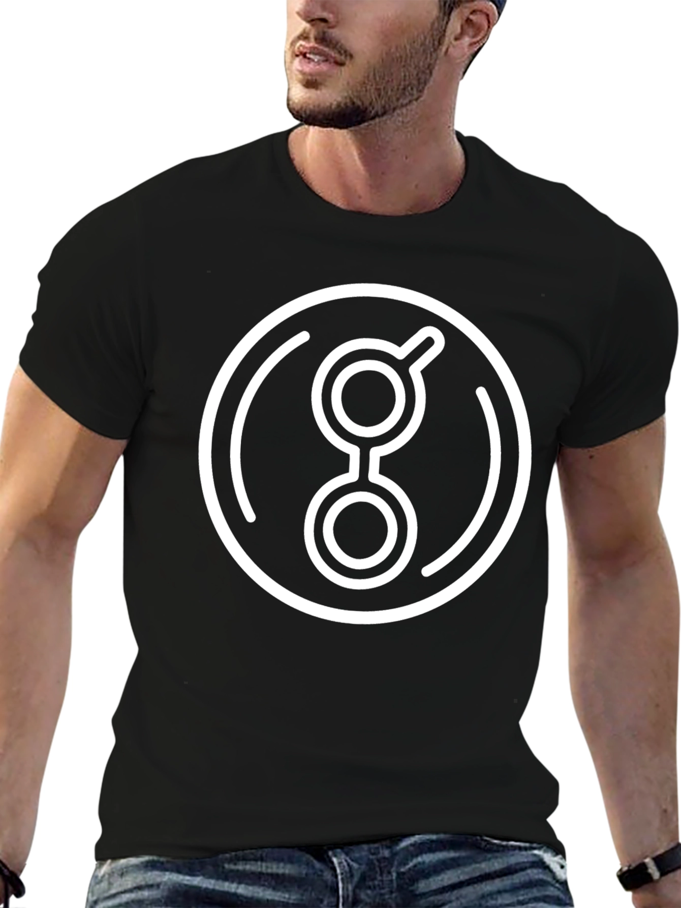 Abstract Circle Graphic Print Black T-Shirt