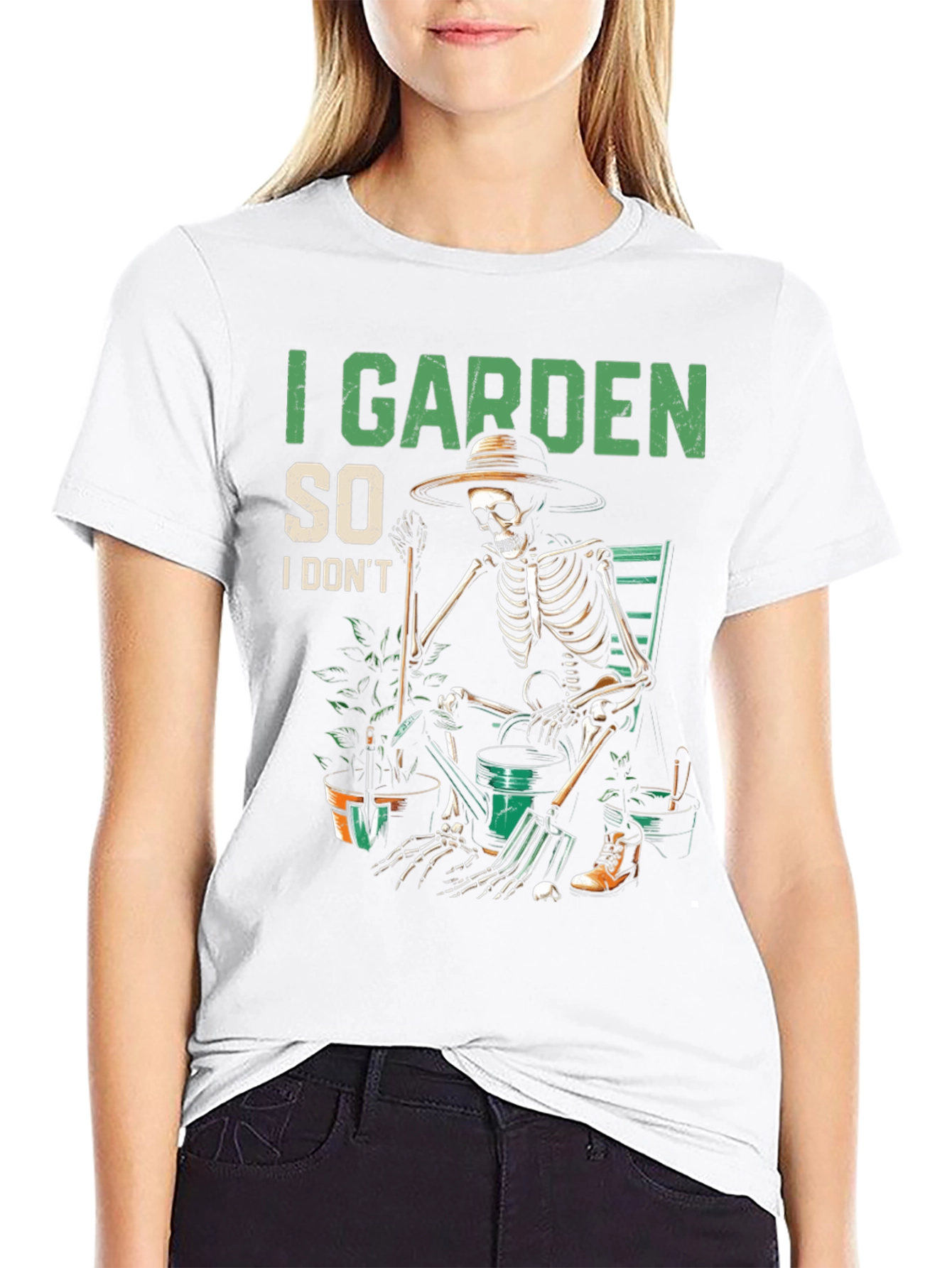 I Garden So I Dont Kill People Skeleton T-Shirt