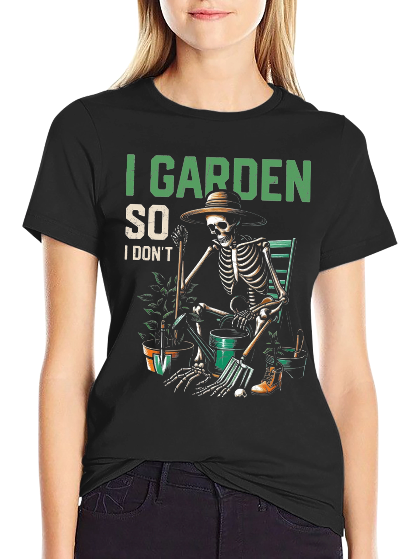 I Garden So I Dont Kill People Skeleton T-Shirt