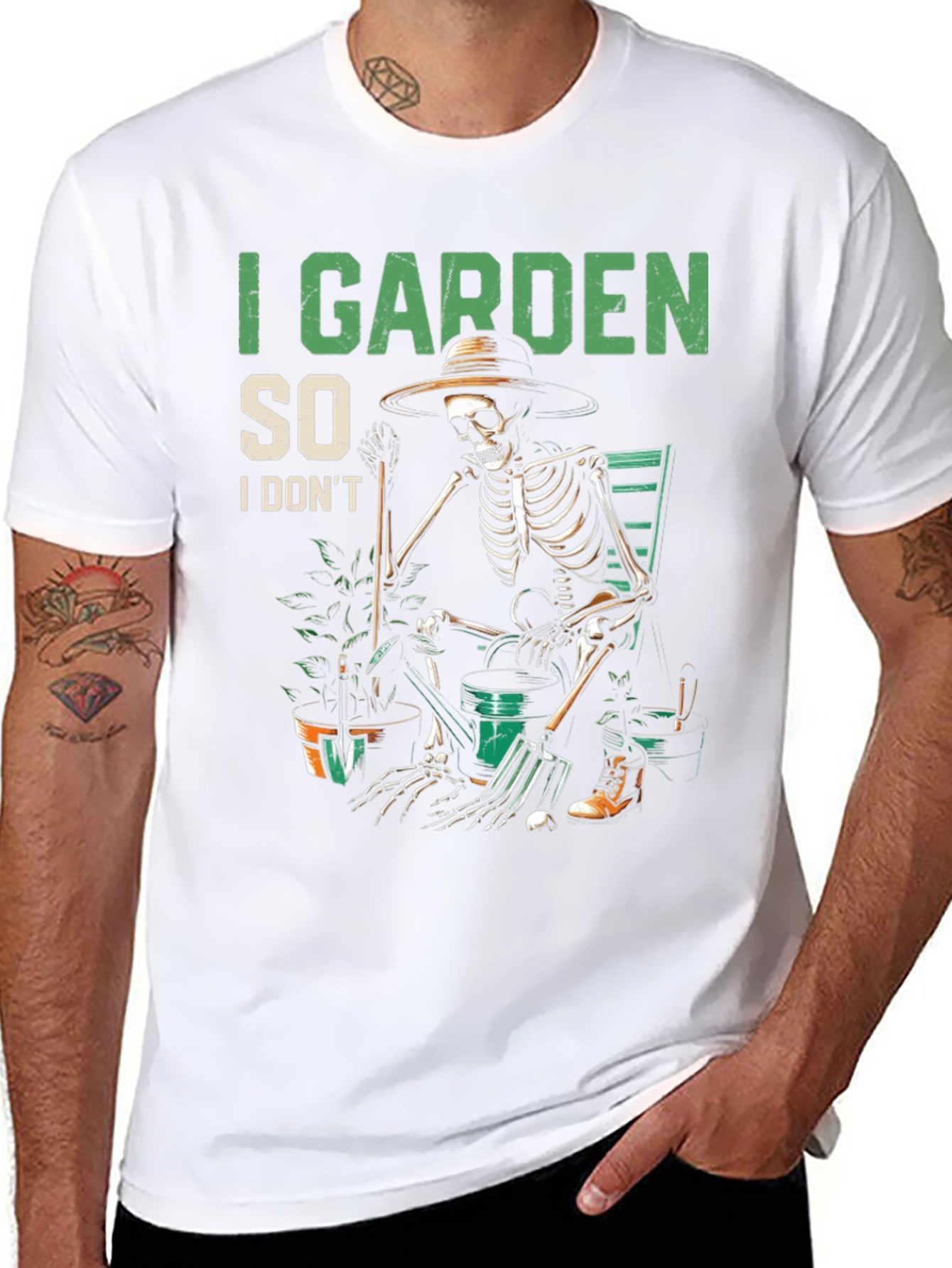 I Garden So I Dont Kill People Skeleton T-Shirt