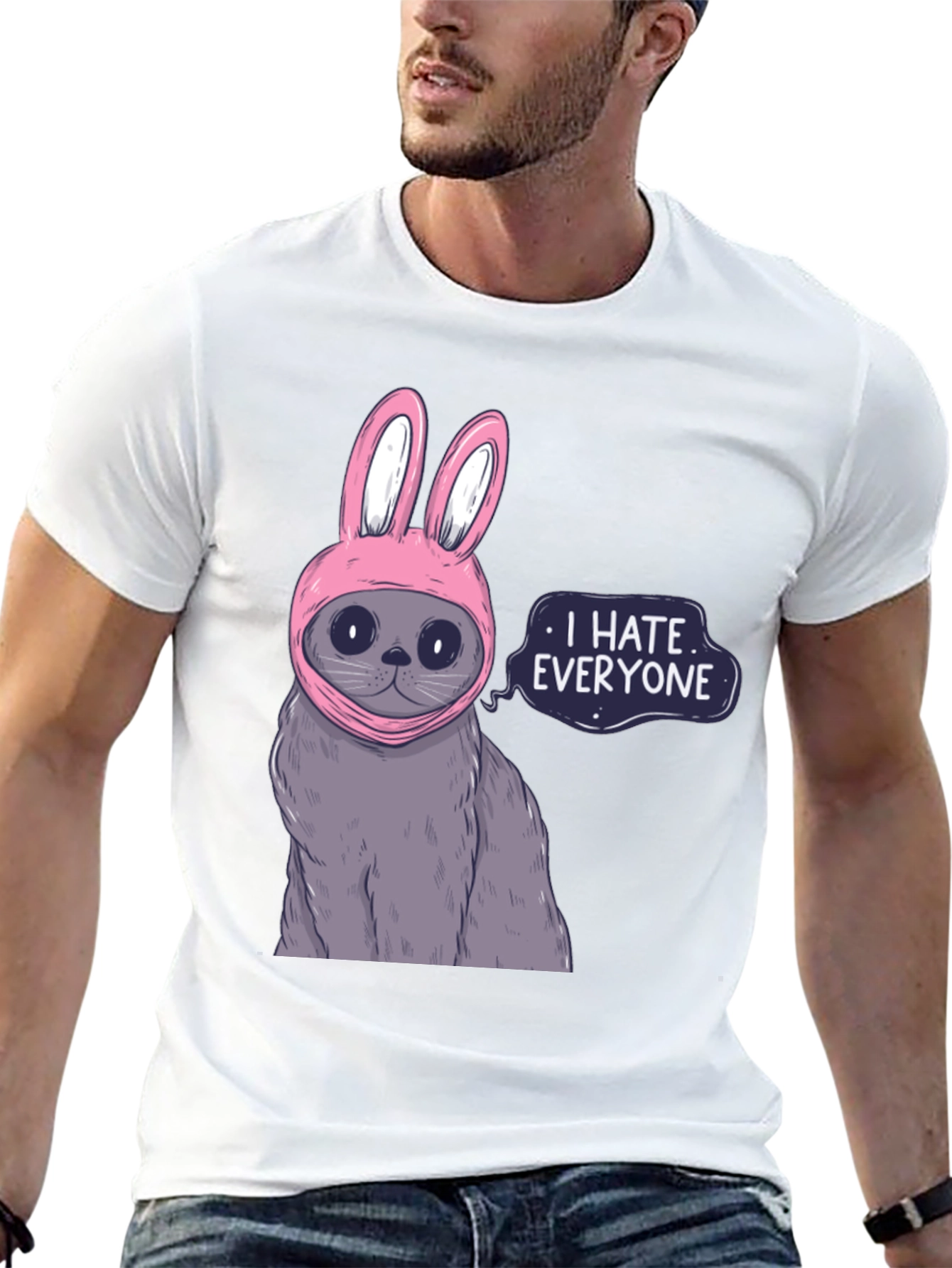 I Hate Everyone Cat T-Shirt - Funny Bunny