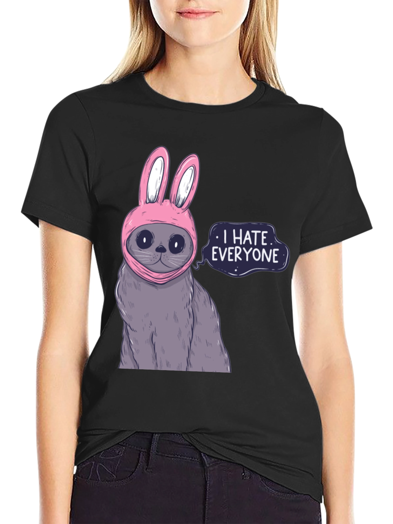 I Hate Everyone Cat T-Shirt - Funny Bunny