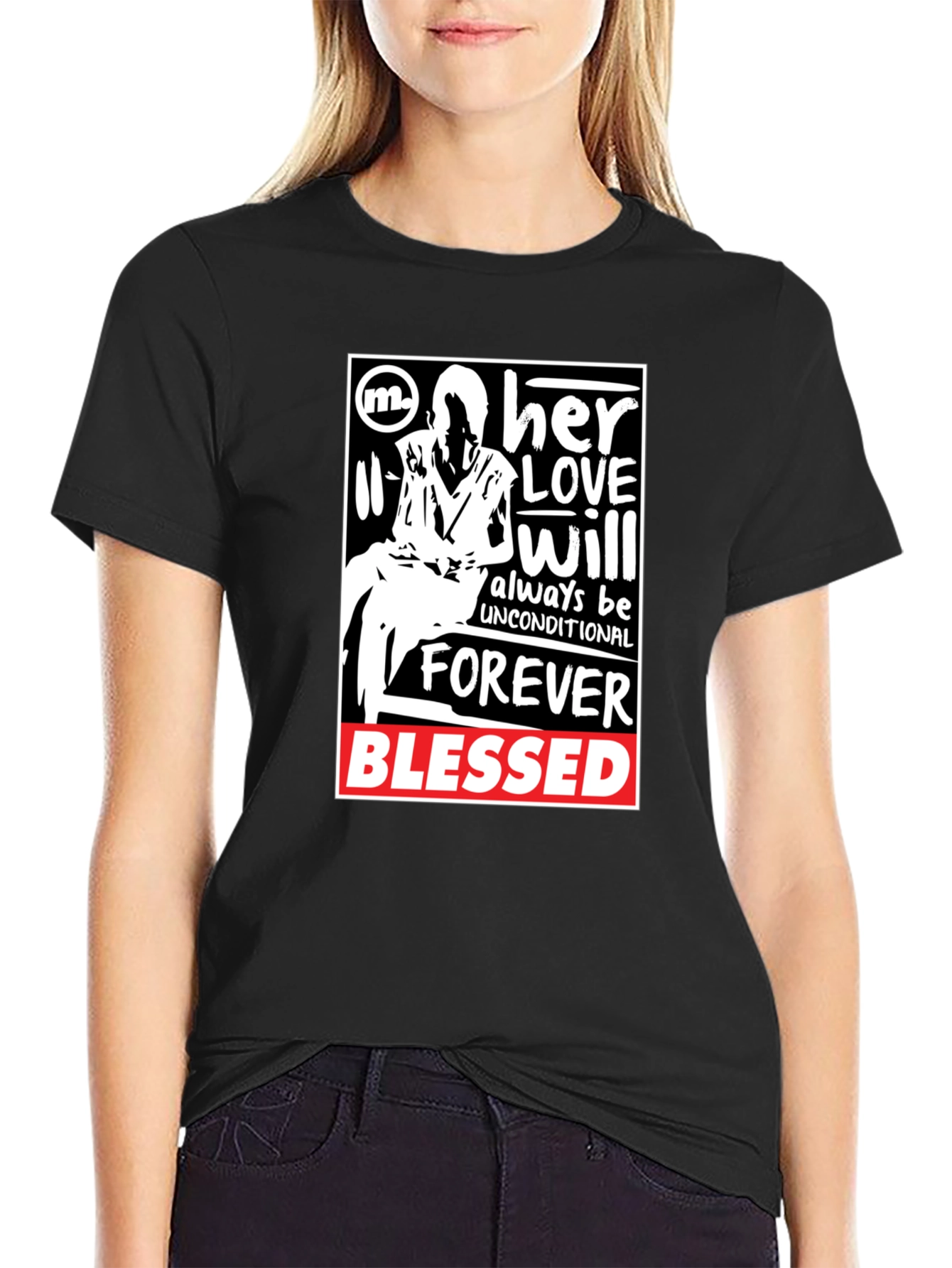 Her Love Unconditional Black Graphic T-Shirt