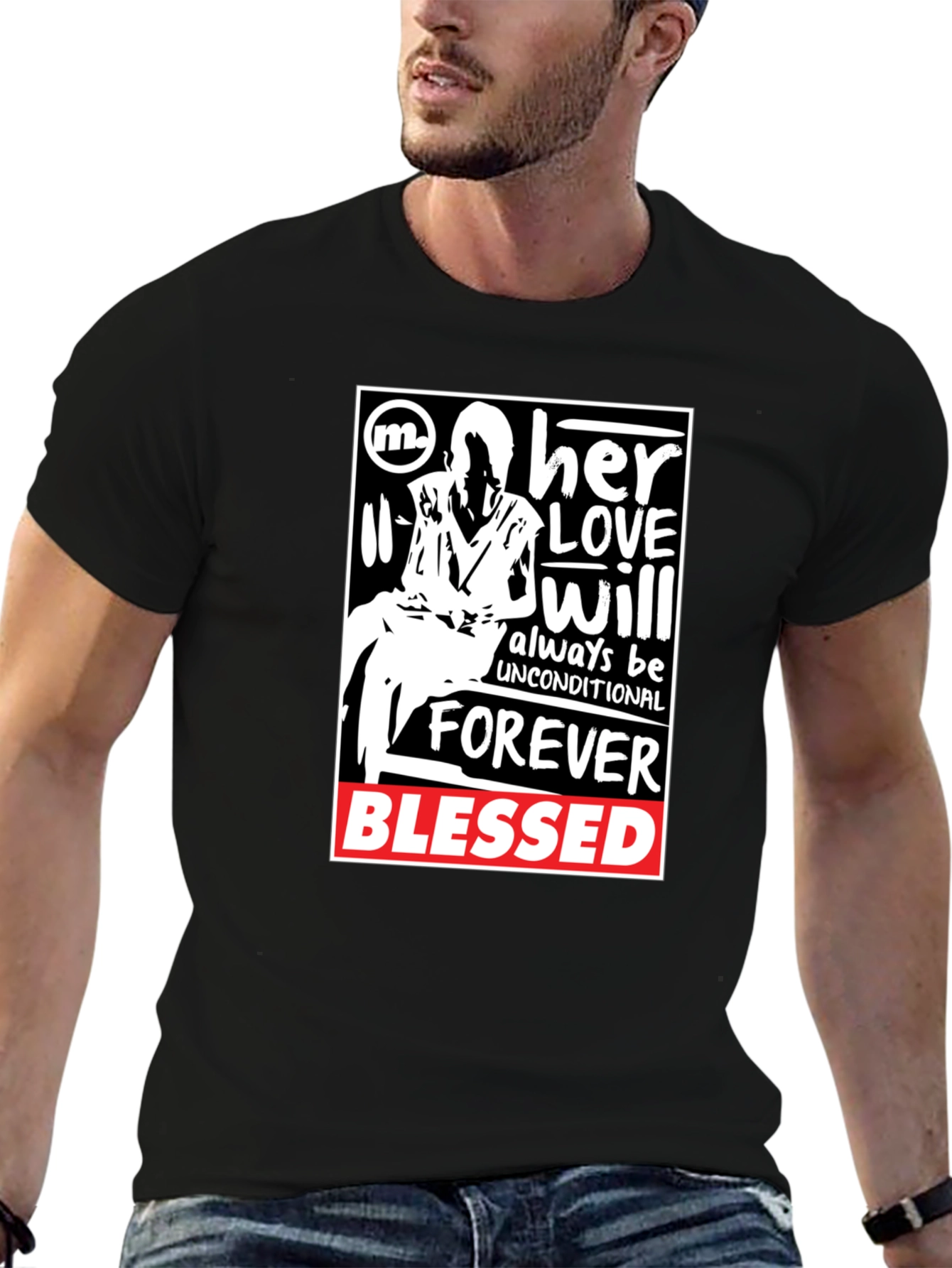 Her Love Unconditional Black Graphic T-Shirt