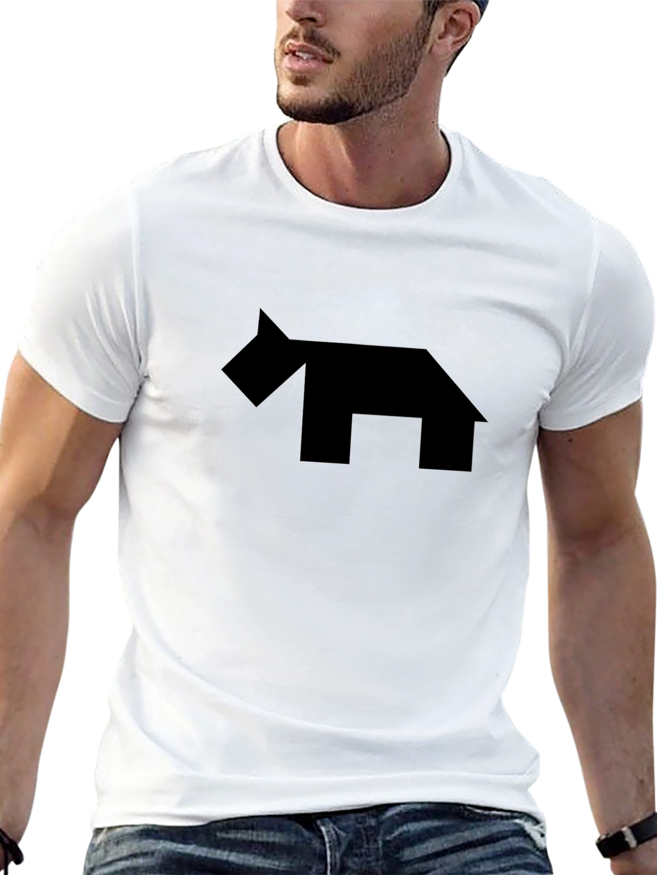 Abstract Dog Graphic Black T-Shirt