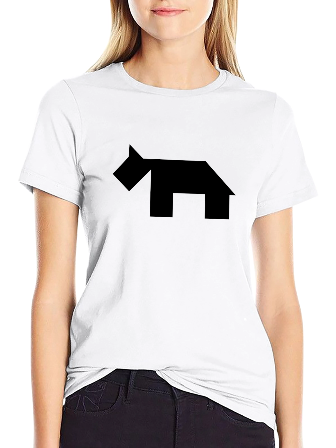 Abstract Dog Graphic Black T-Shirt