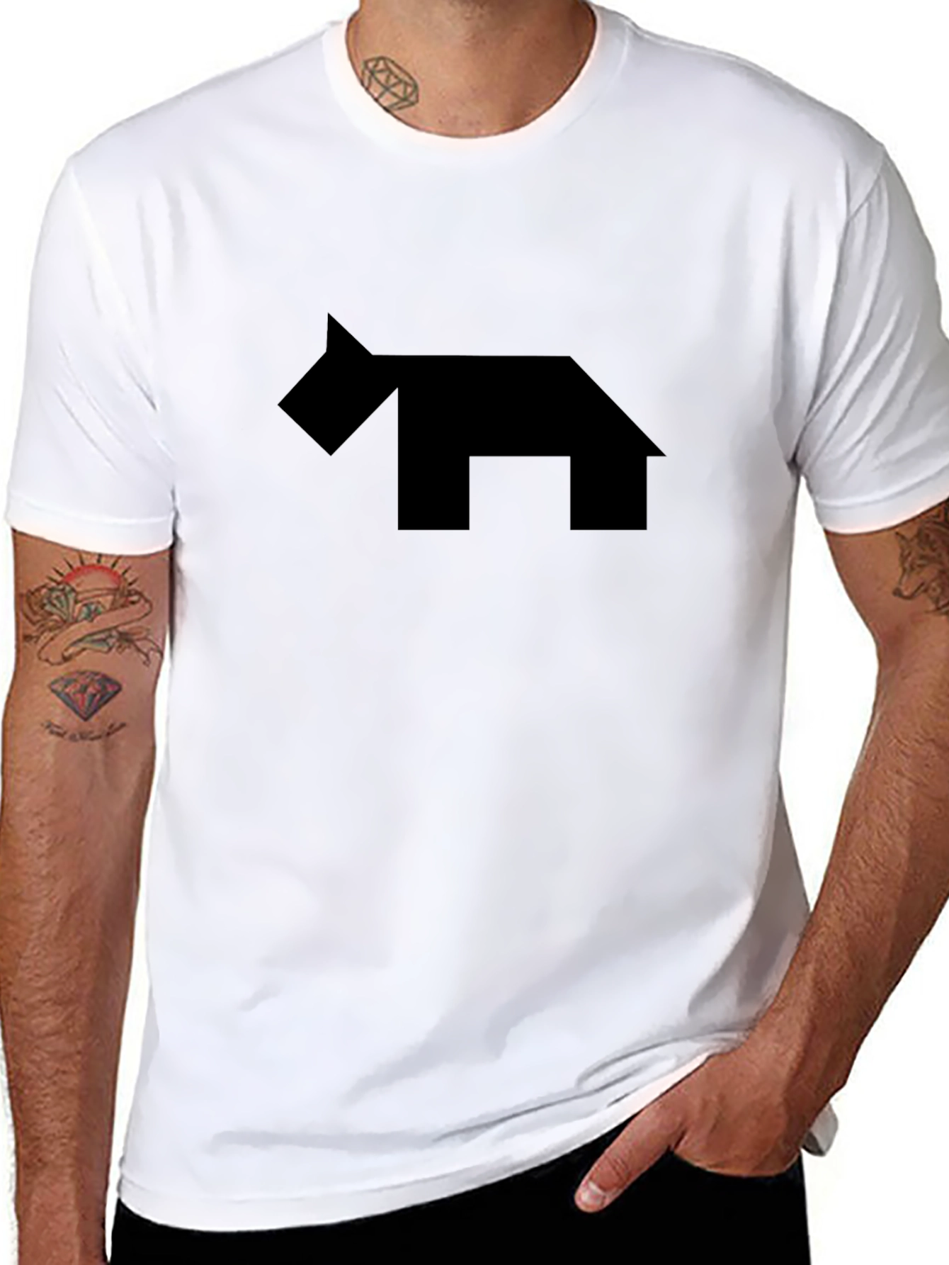 Abstract Dog Graphic Black T-Shirt