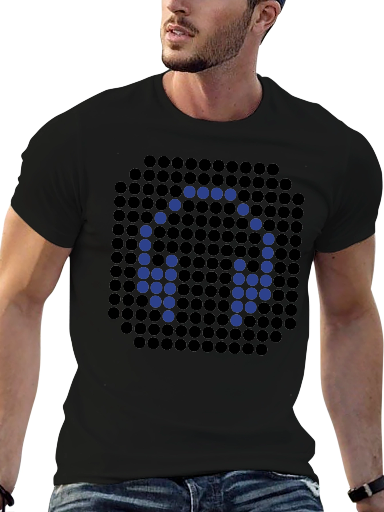Headphone Pixel Art Black T-Shirt