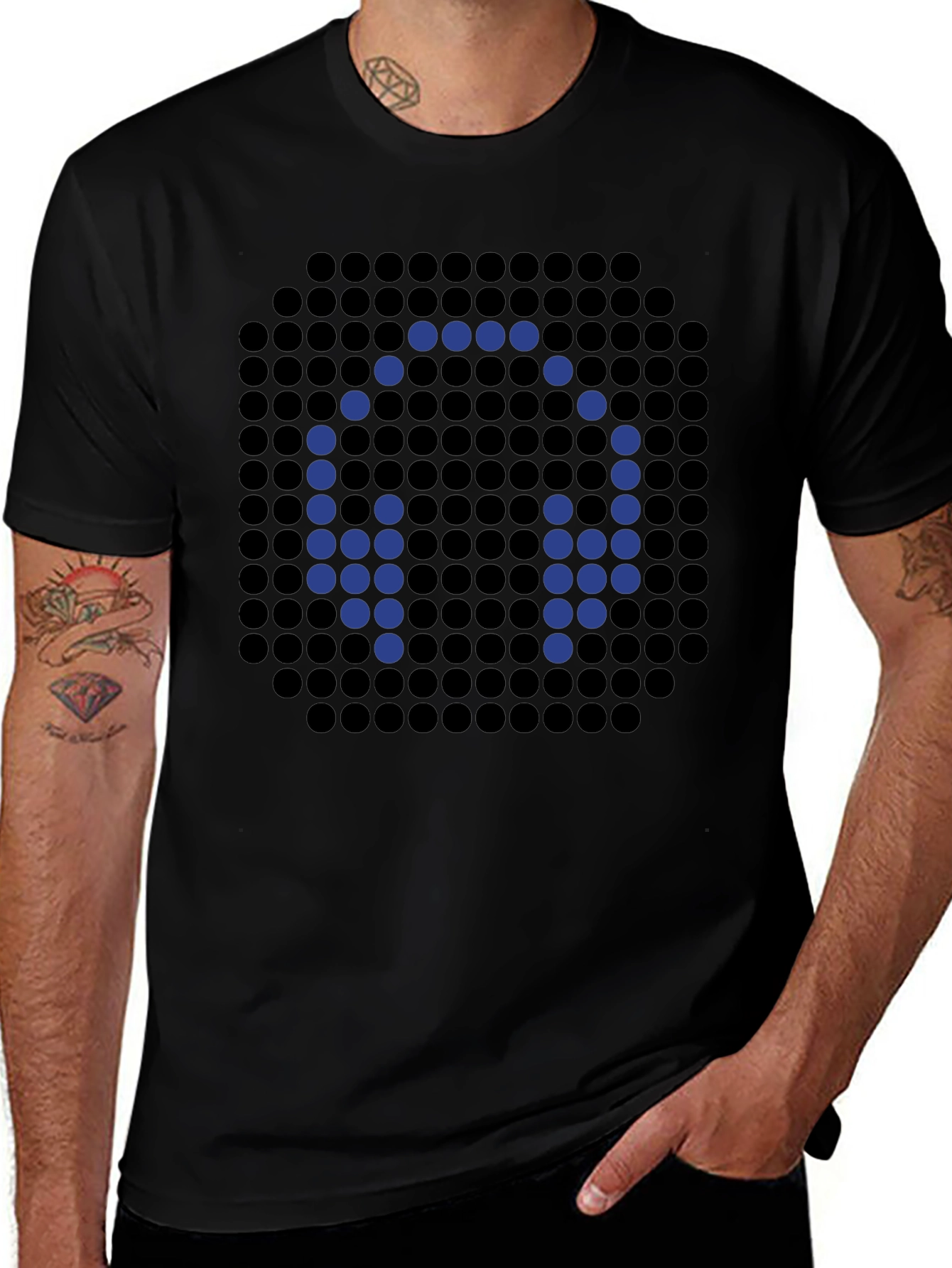 Headphone Pixel Art Black T-Shirt
