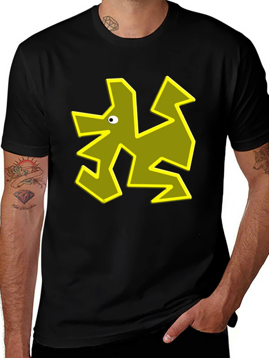 Abstract Geometric Dog Graphic Tee - Black