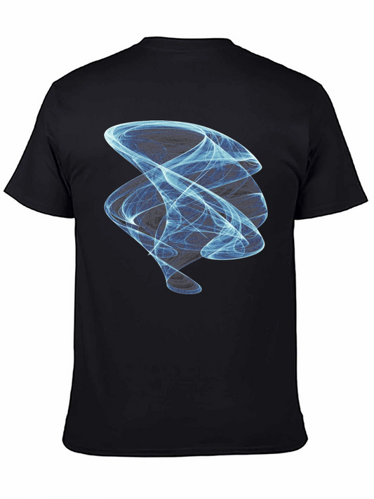 Abstract Blue Swirl Graphic Tee - Modern Black T-Shirt