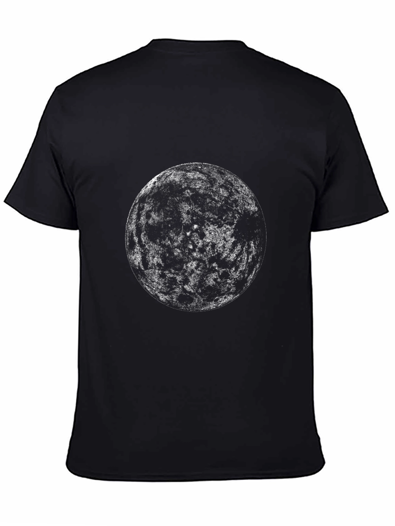 Abstract Moon Graphic Tee - Black Cotton Blend