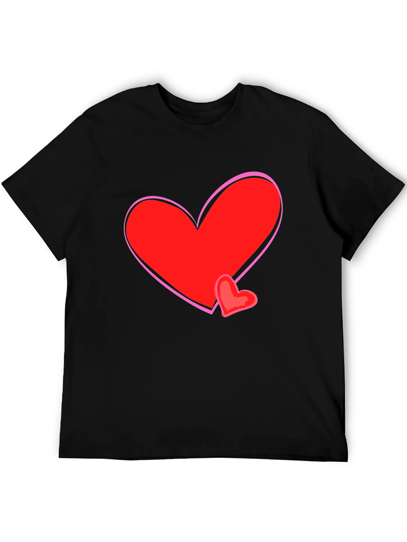 Heart Graphic T-Shirt - Black Cotton Casual Tee
