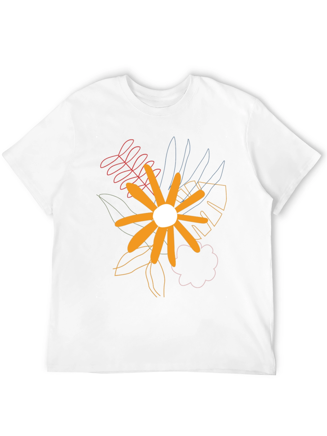 Abstract Floral Print Black T-Shirt