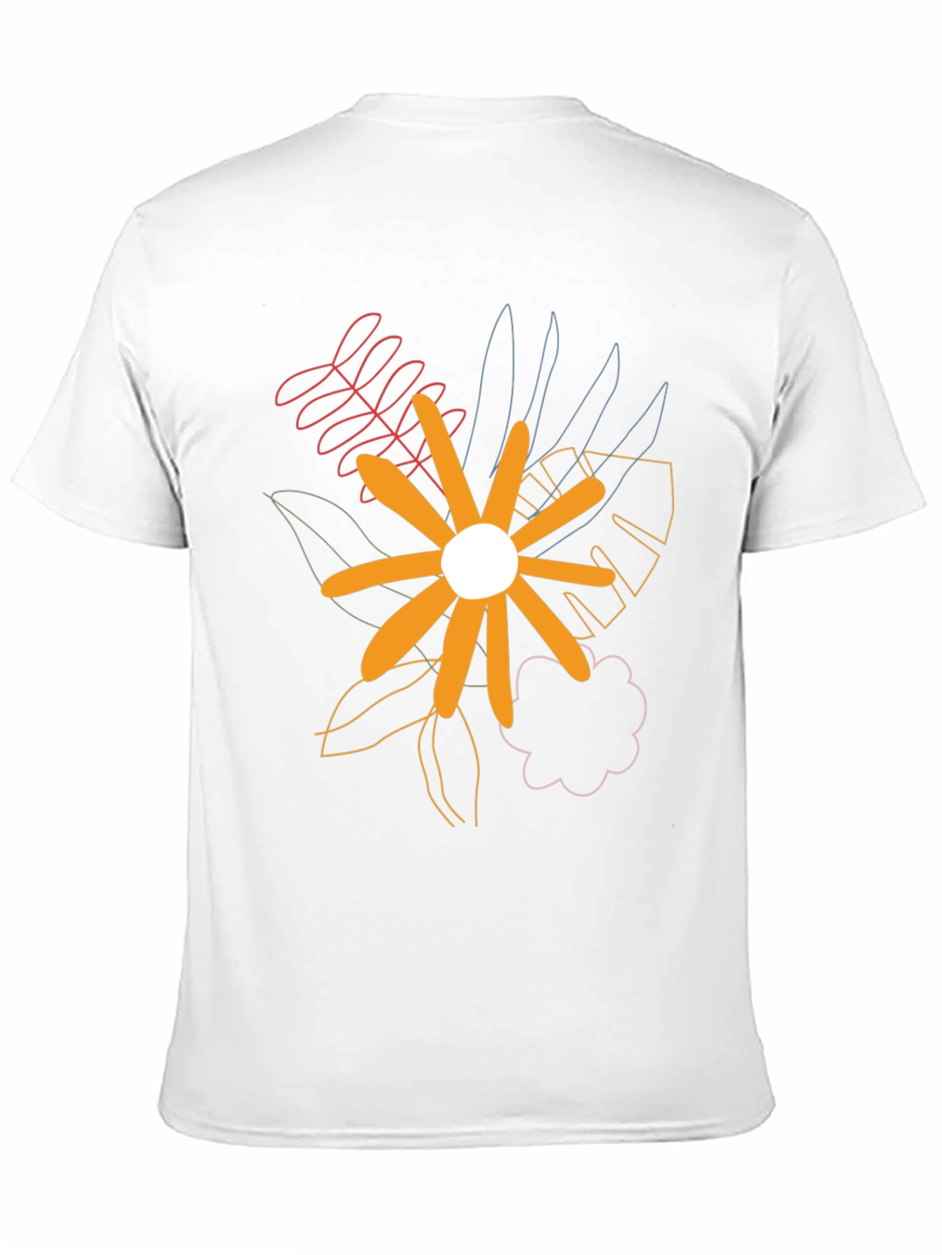 Abstract Floral Print Black T-Shirt