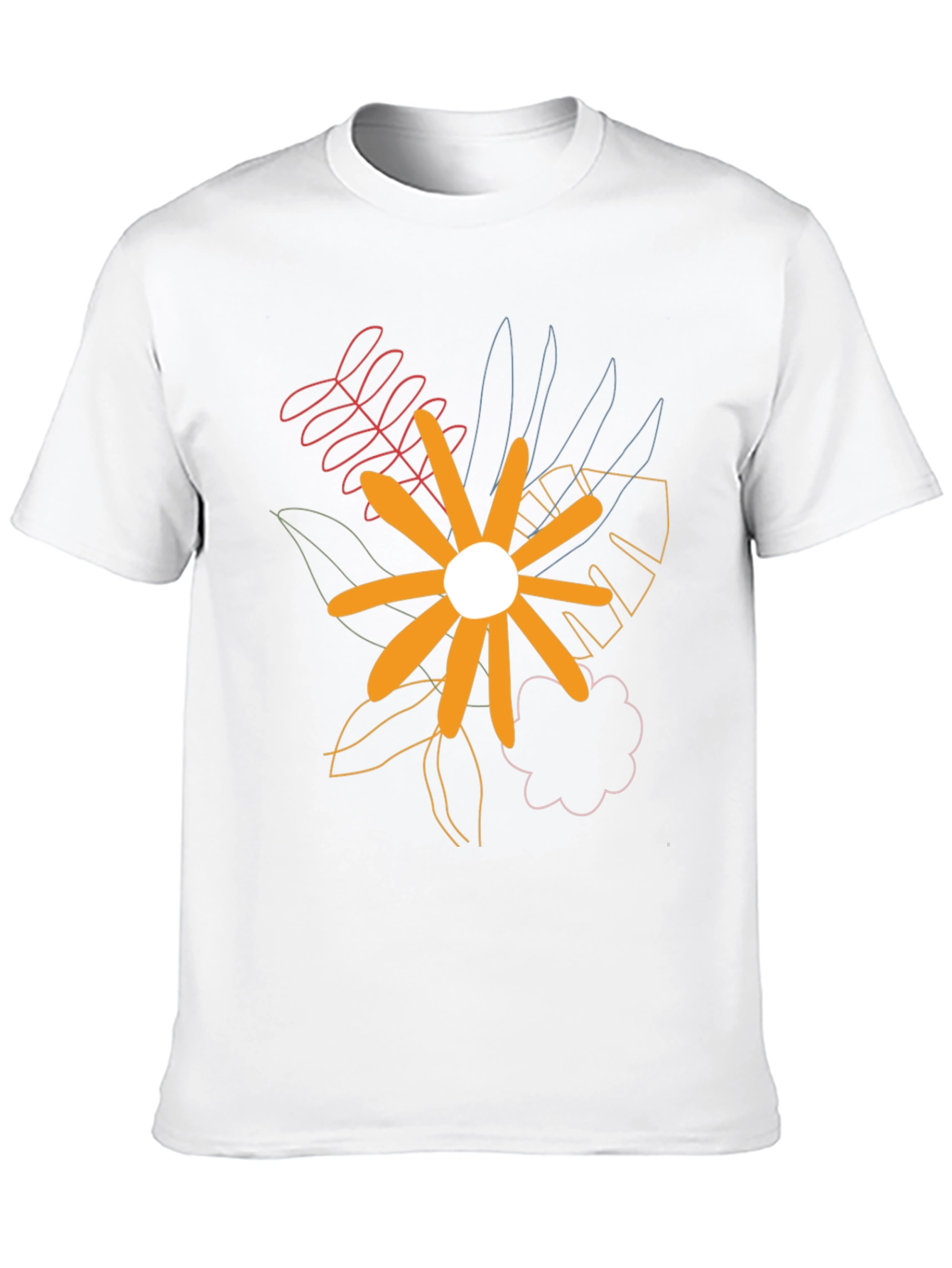 Abstract Floral Print Black T-Shirt
