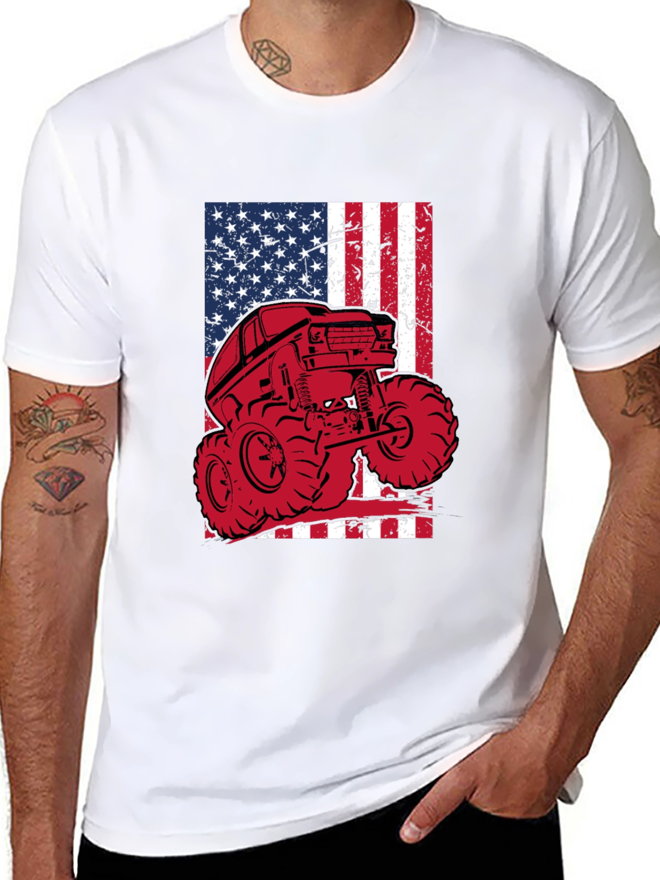 American Flag Monster Truck Graphic Tee