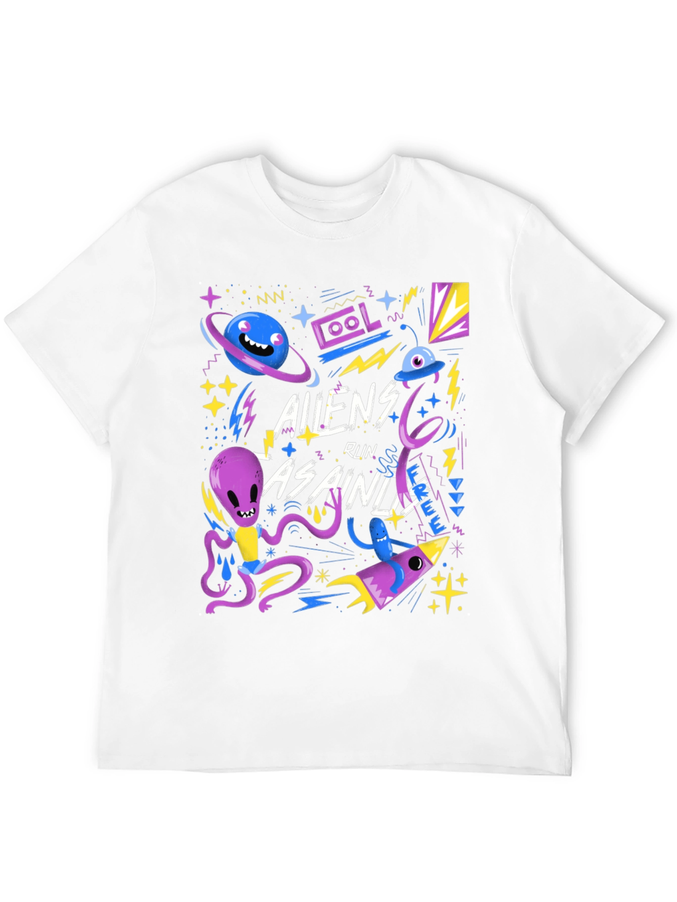Aliens Run As Ainds Graphic Black T-Shirt