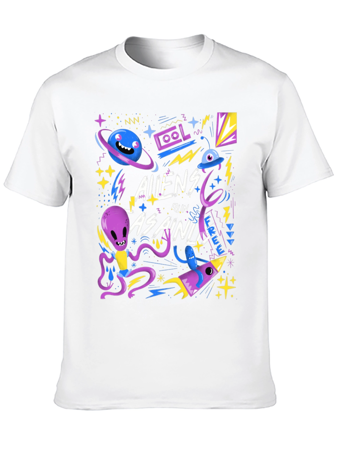 Aliens Run As Ainds Graphic Black T-Shirt