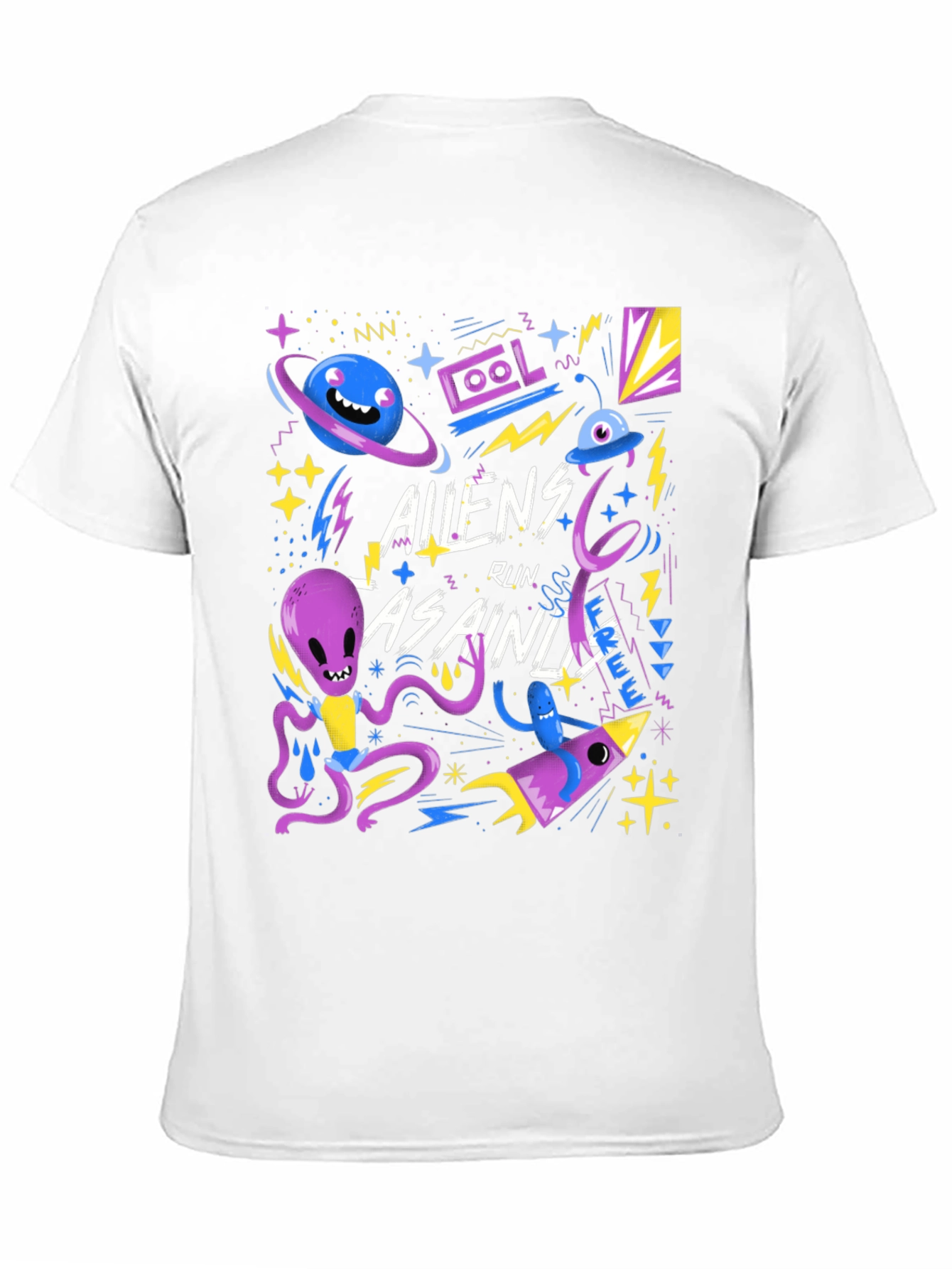 Aliens Run As Ainds Graphic Black T-Shirt