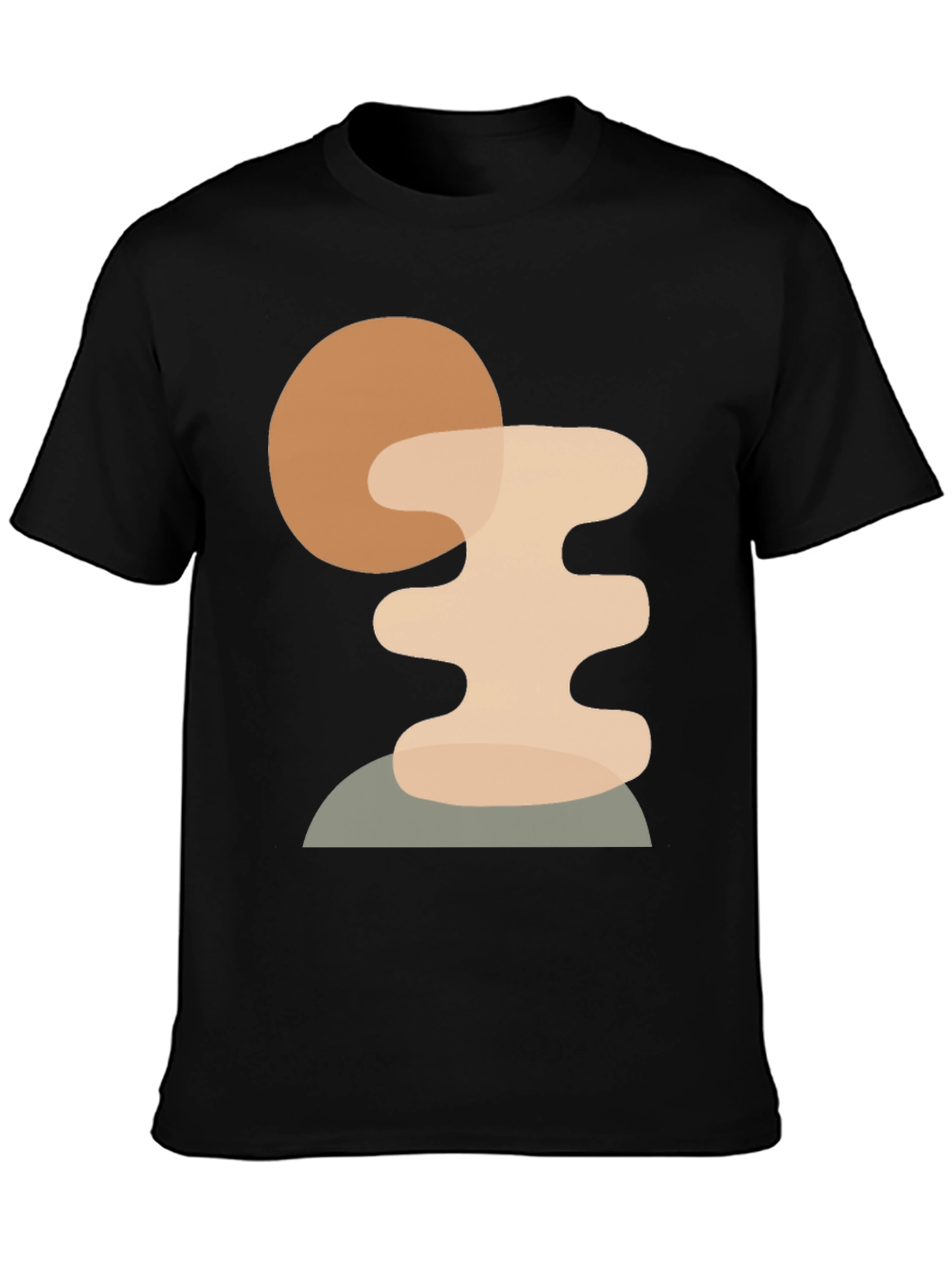 Abstract Geometric Graphic Print Tee - Black