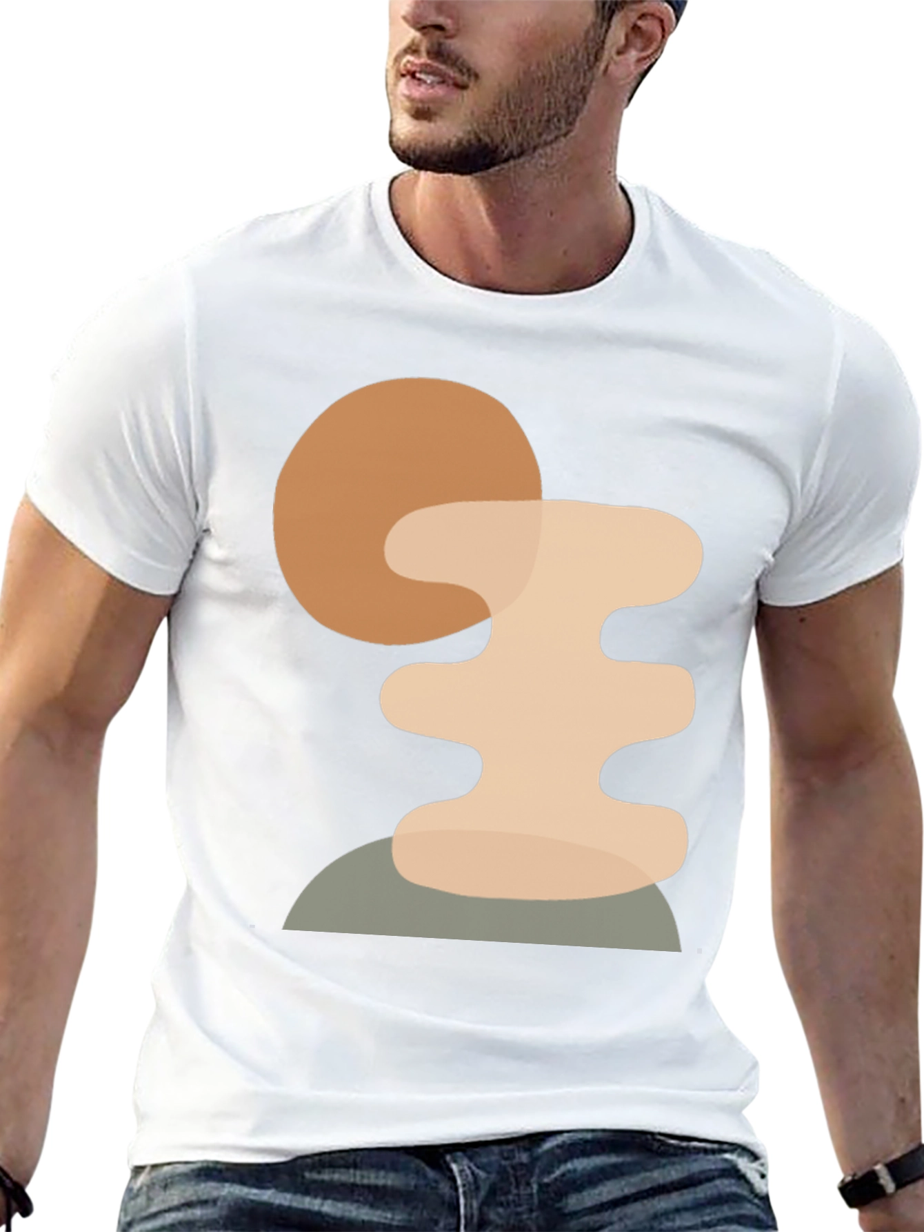 Abstract Geometric Graphic Print Tee - Black