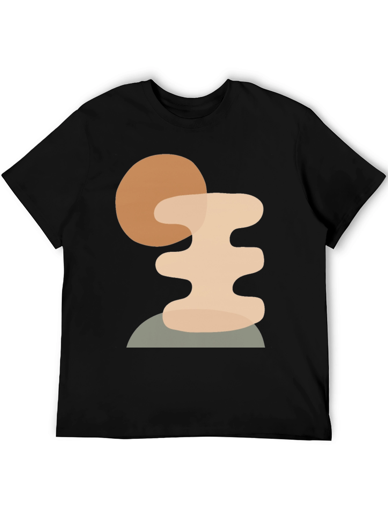 Abstract Geometric Graphic Print Tee - Black