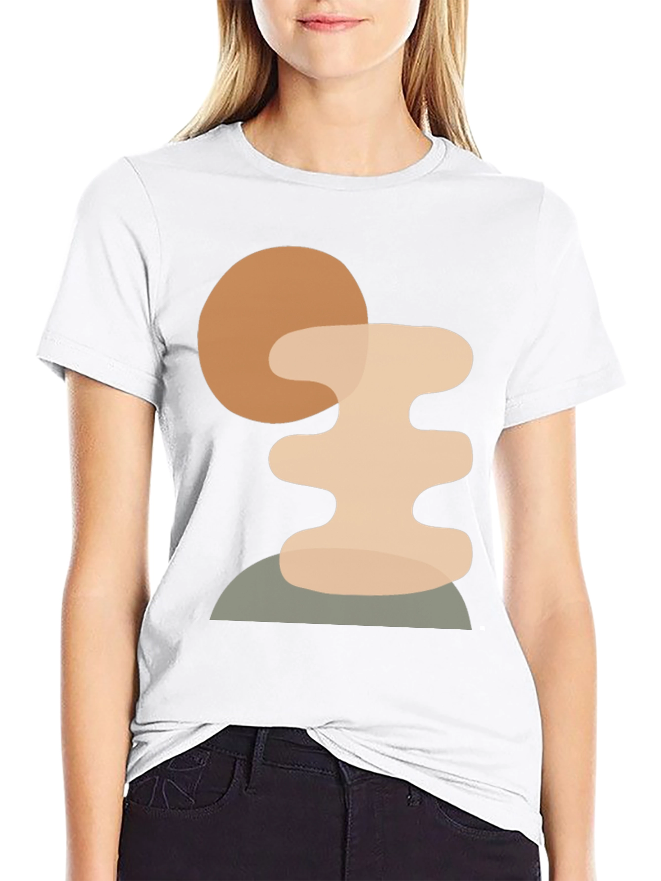 Abstract Geometric Graphic Print Tee - Black