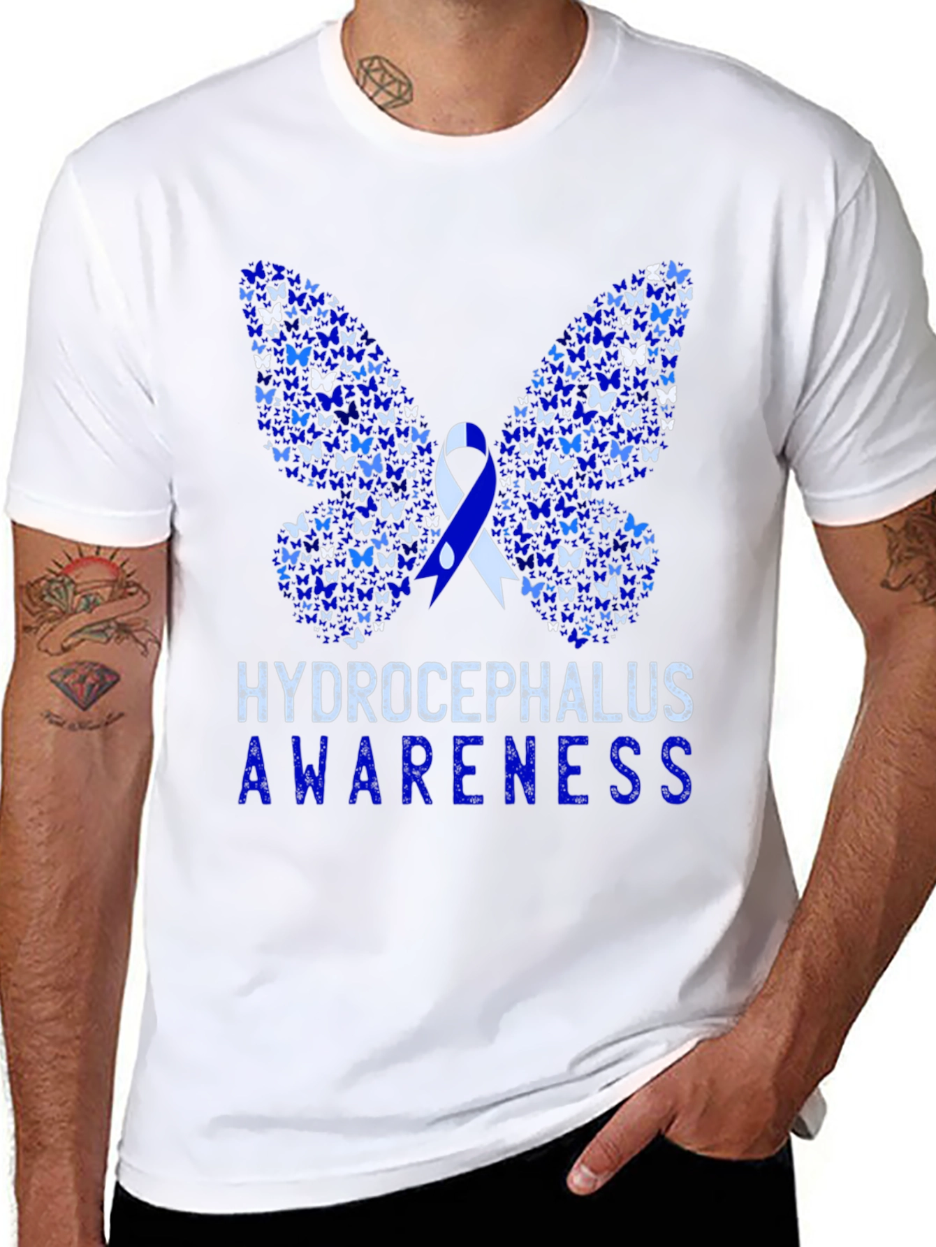 Hydrocephalus Awareness Butterfly Ribbon T-Shirt