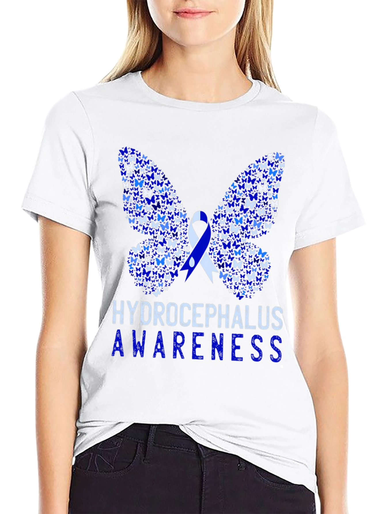 Hydrocephalus Awareness Butterfly Ribbon T-Shirt