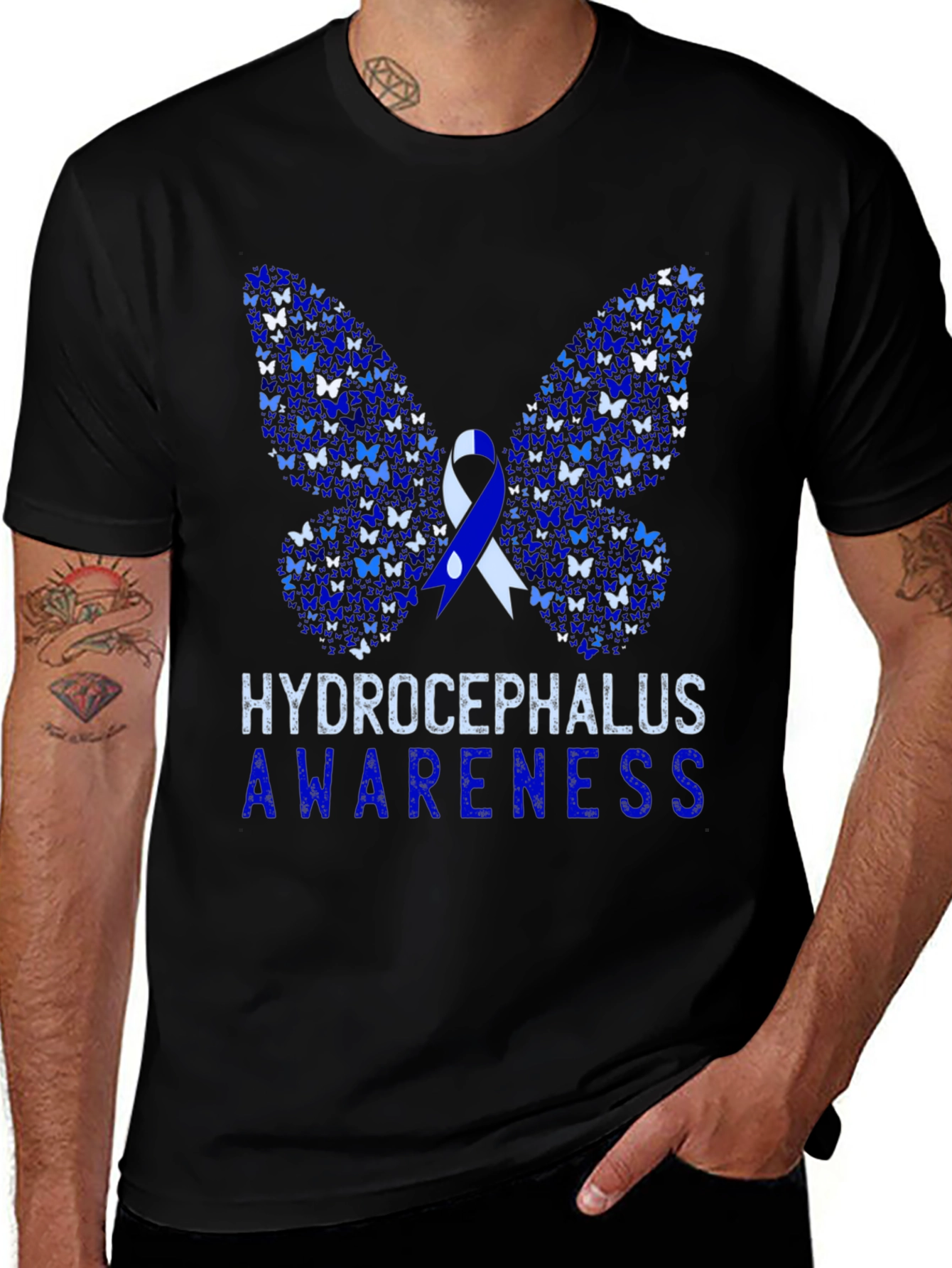 Hydrocephalus Awareness Butterfly Ribbon T-Shirt