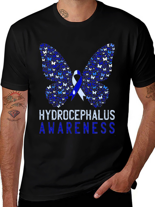 Hydrocephalus Awareness Butterfly Ribbon T-Shirt