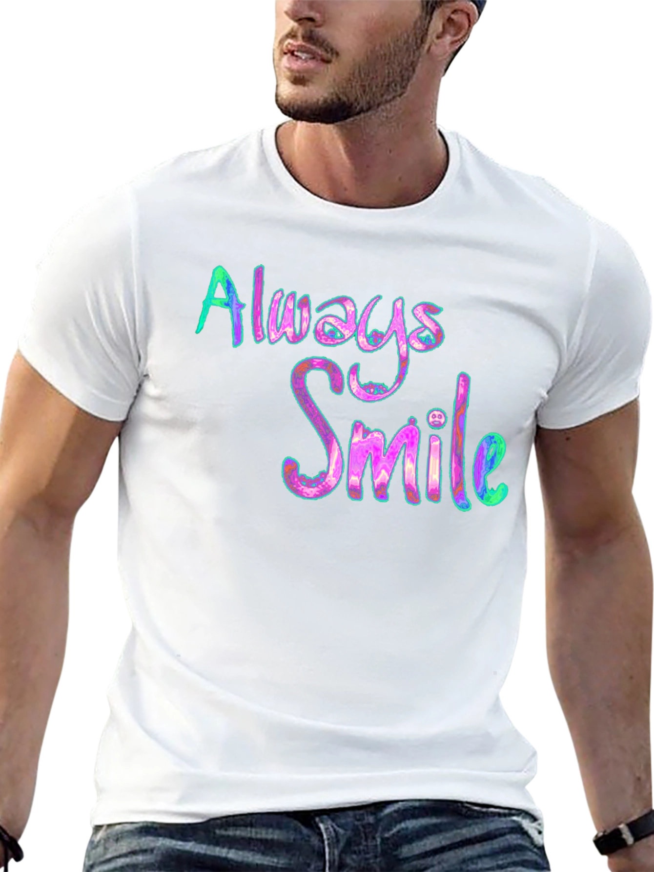 Always Smile Graphic Tee - Black Cotton Blend