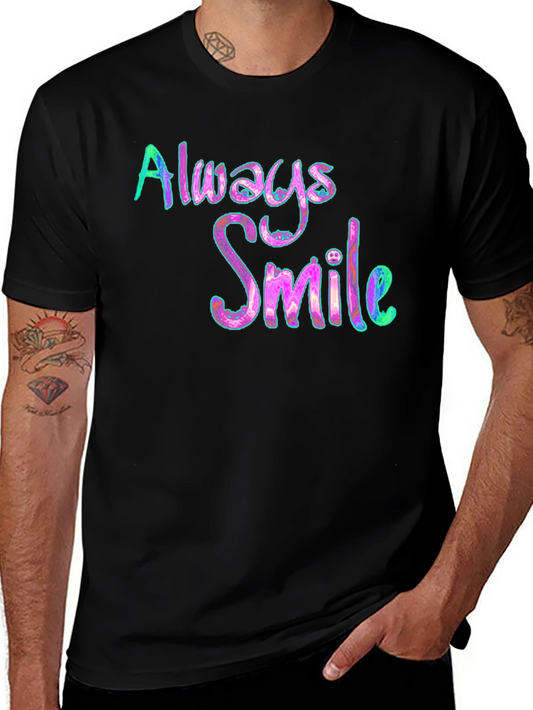 Always Smile Graphic Tee - Black Cotton Blend