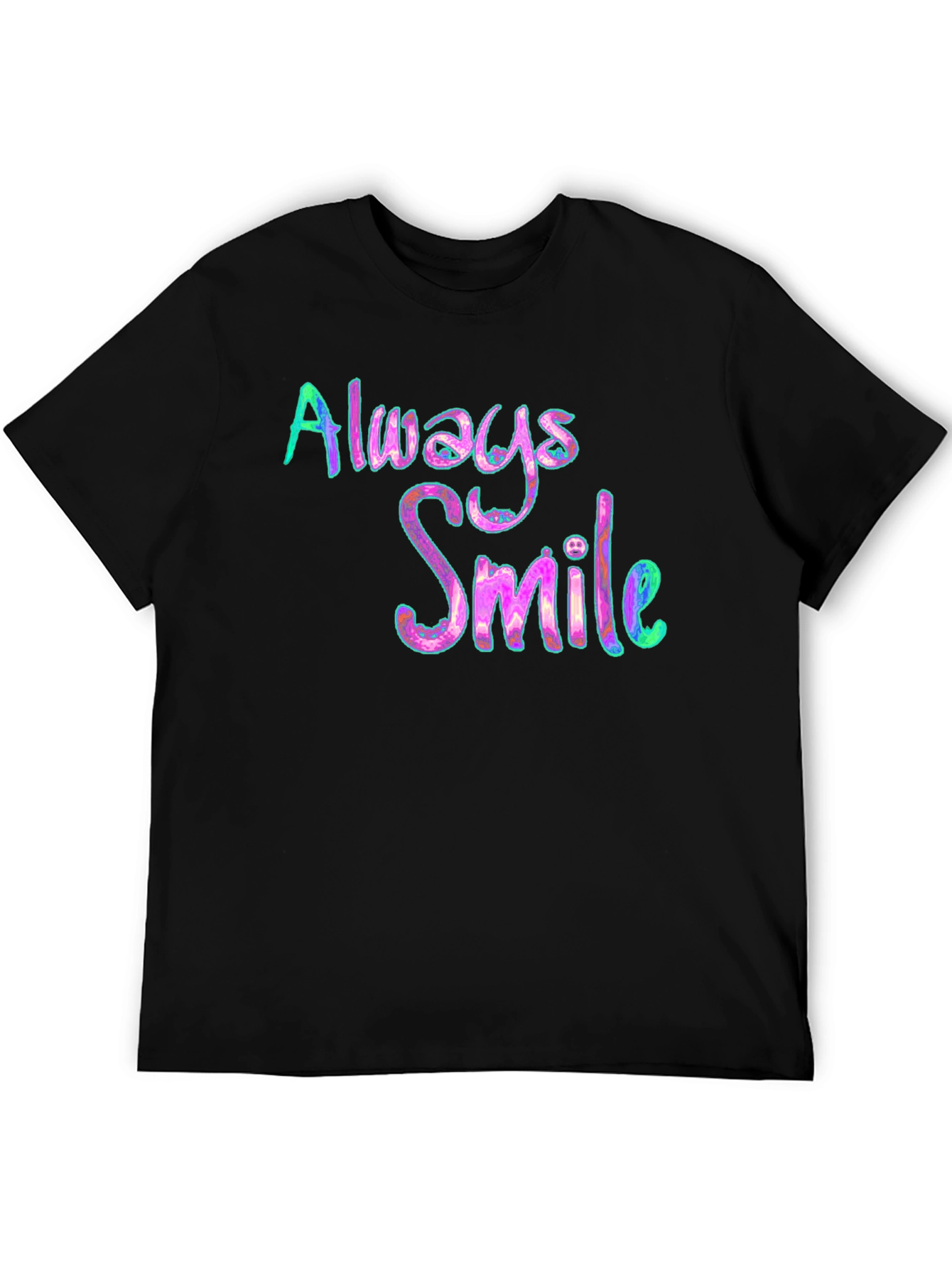 Always Smile Graphic Tee - Black Cotton Blend