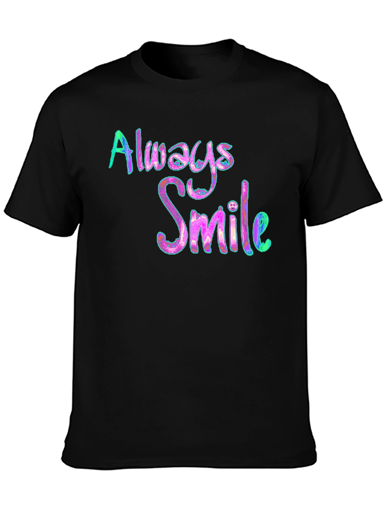 Always Smile Graphic Tee - Black Cotton Blend