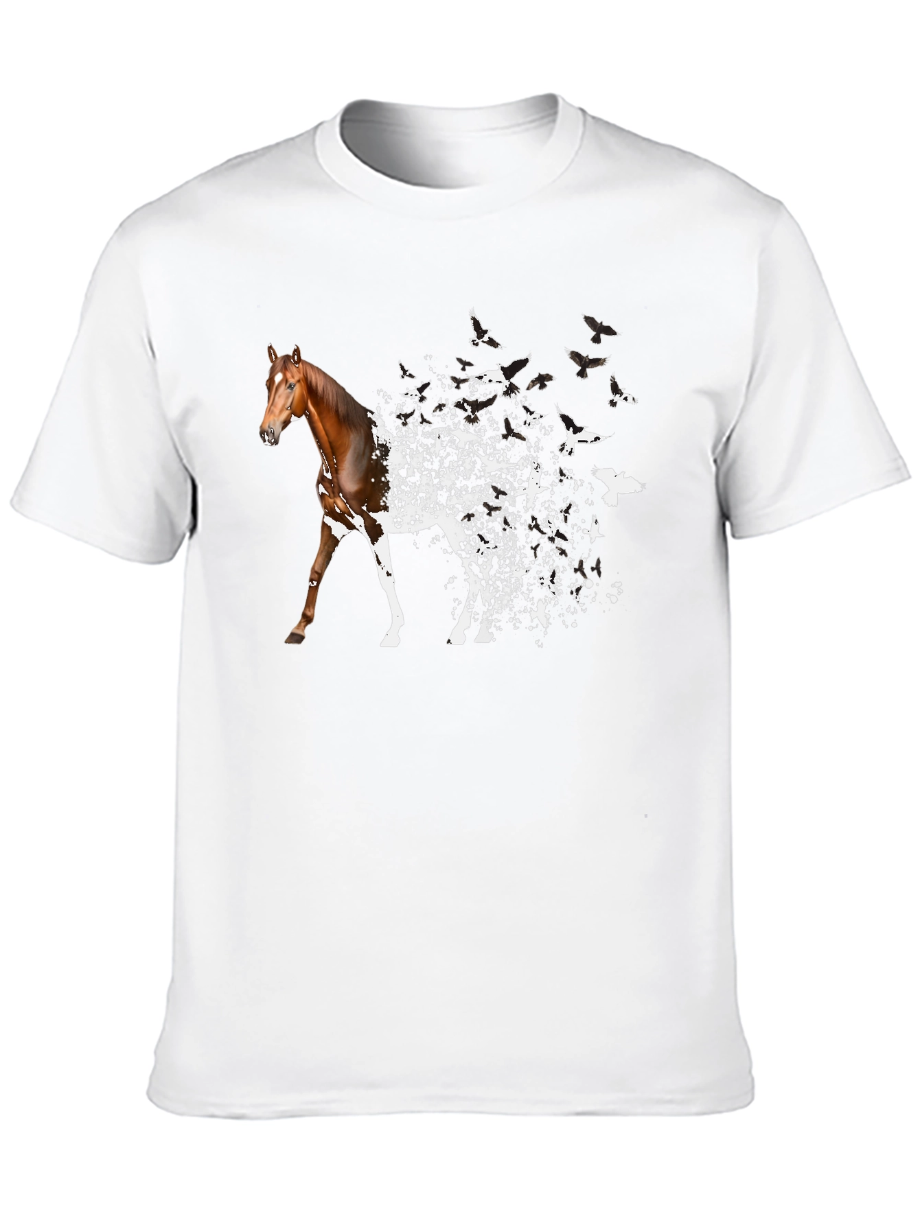 Horse to Birds Black Graphic T-Shirt