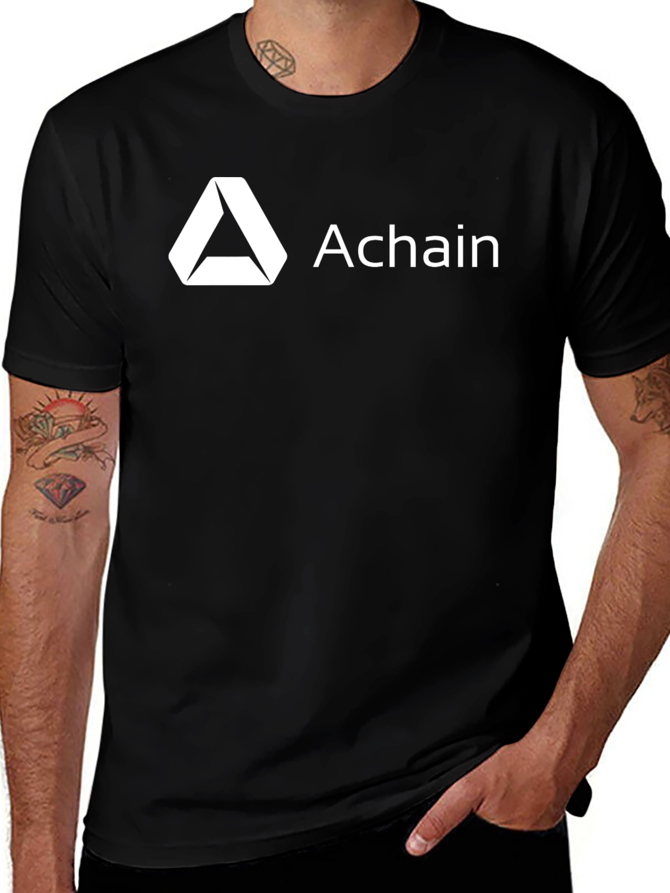 Achain Black T-Shirt - Crypto Enthusiast Apparel