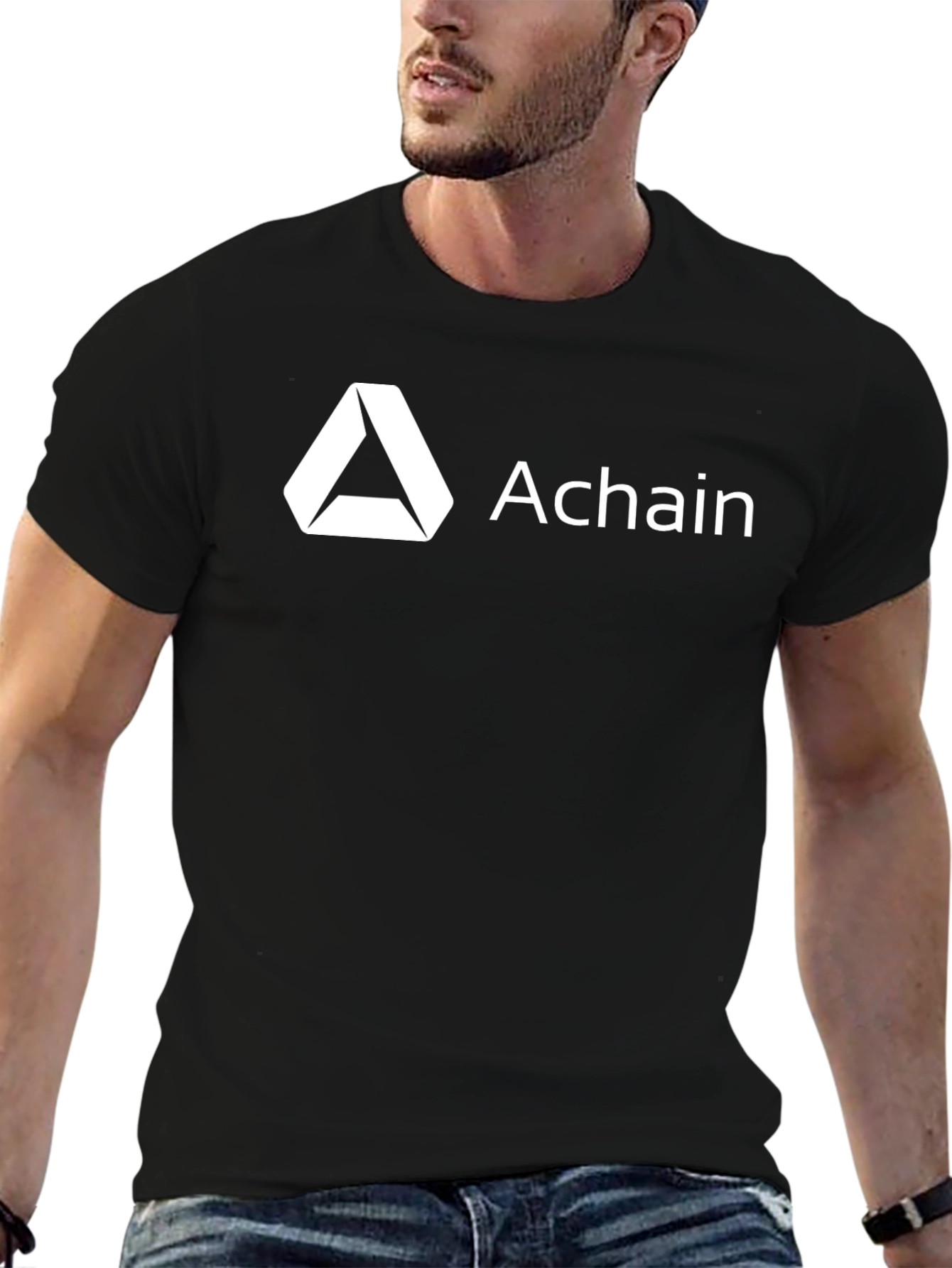 Achain Black T-Shirt - Crypto Enthusiast Apparel