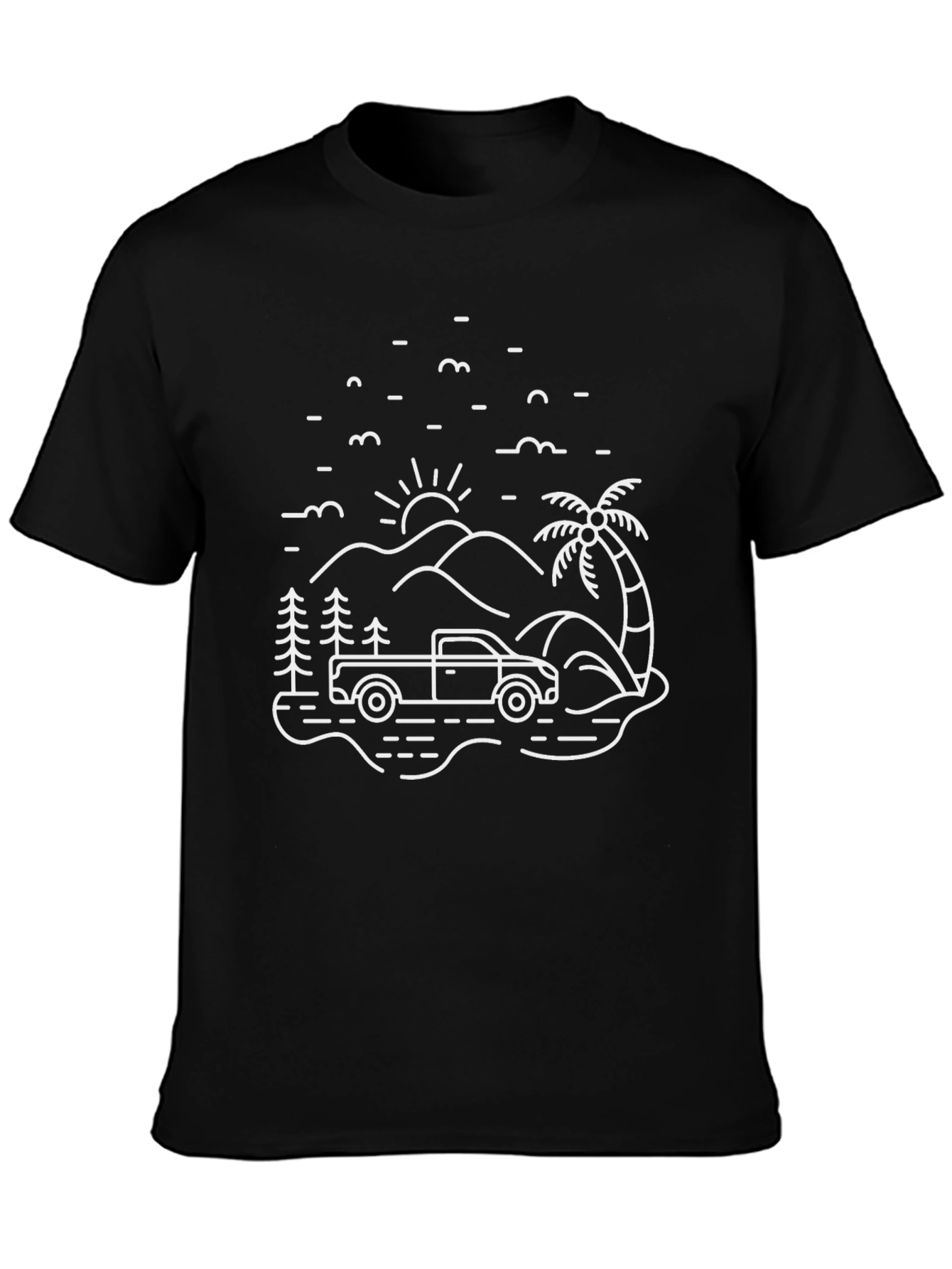Adventure Truck Graphic Tee - Black Cotton T-Shirt