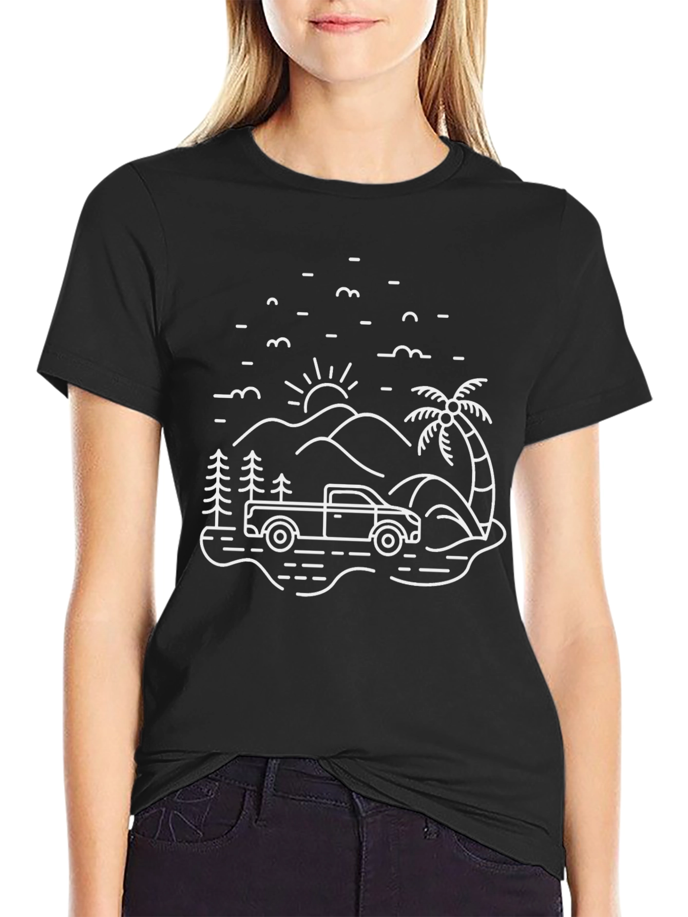 Adventure Truck Graphic Tee - Black Cotton T-Shirt